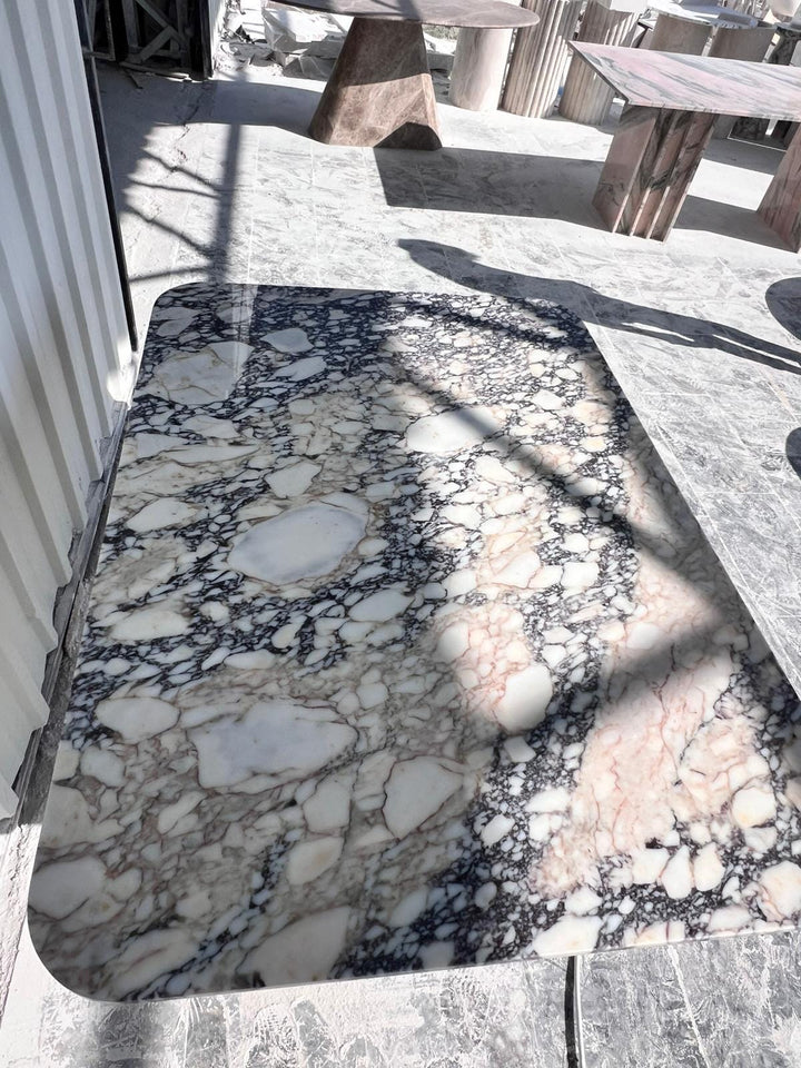 Oval Calacatta Viola Marble Dining Table, Italian Stone