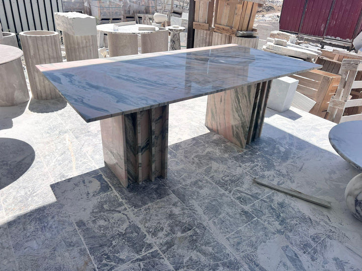 Custom Pink Marble Dining Table: Handmade Living Room Natural Office Table