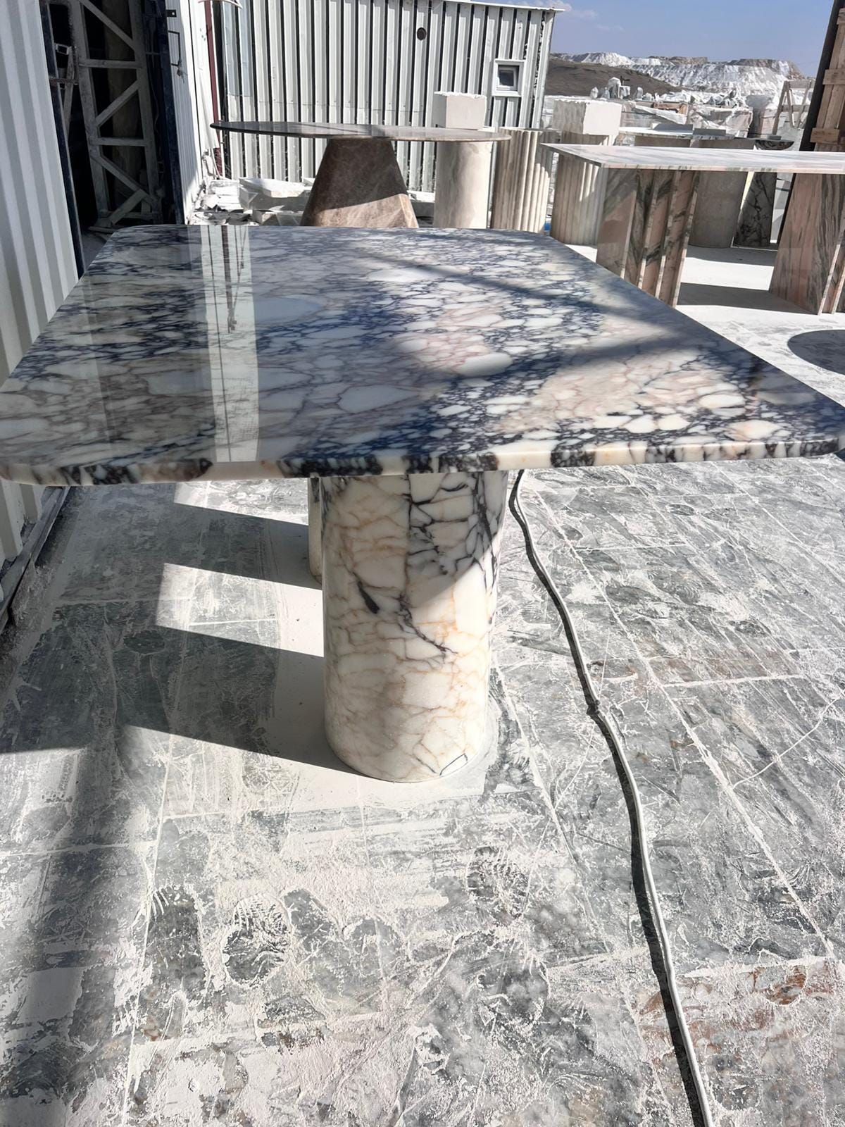 Oval Calacatta Viola Marble Dining Table, Italian Stone