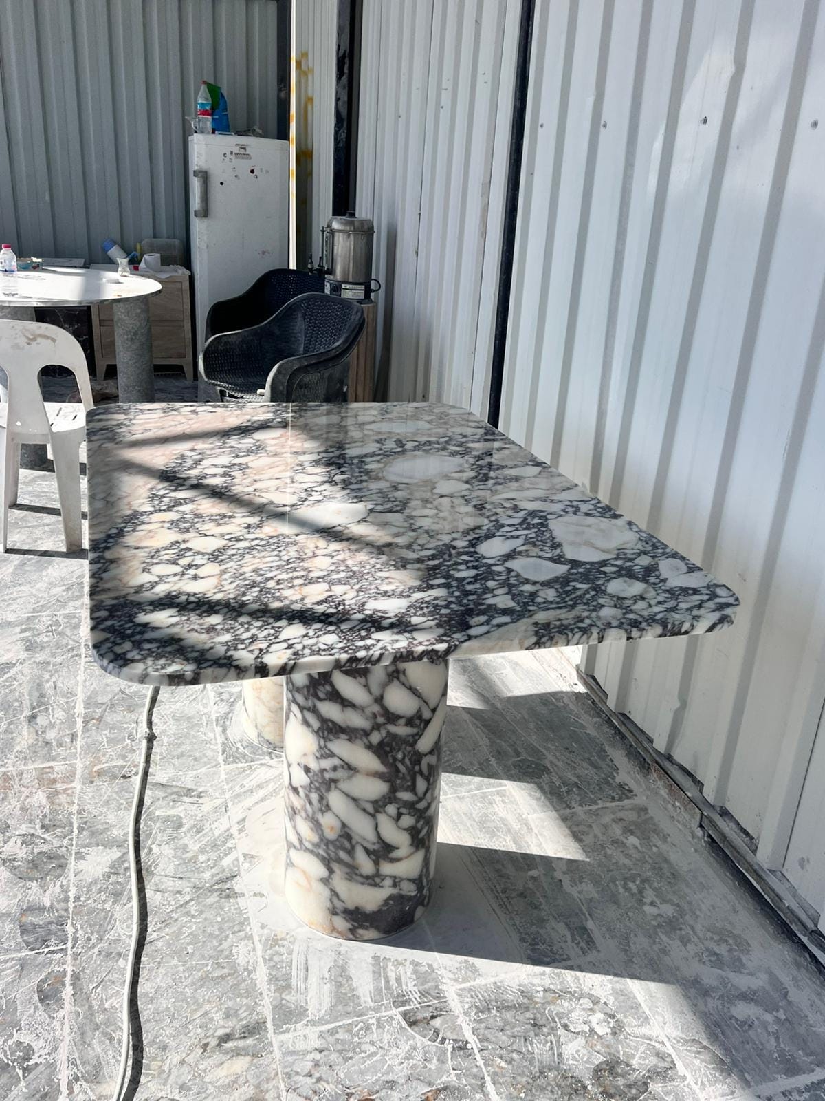 Oval Calacatta Viola Marble Dining Table, Italian Stone