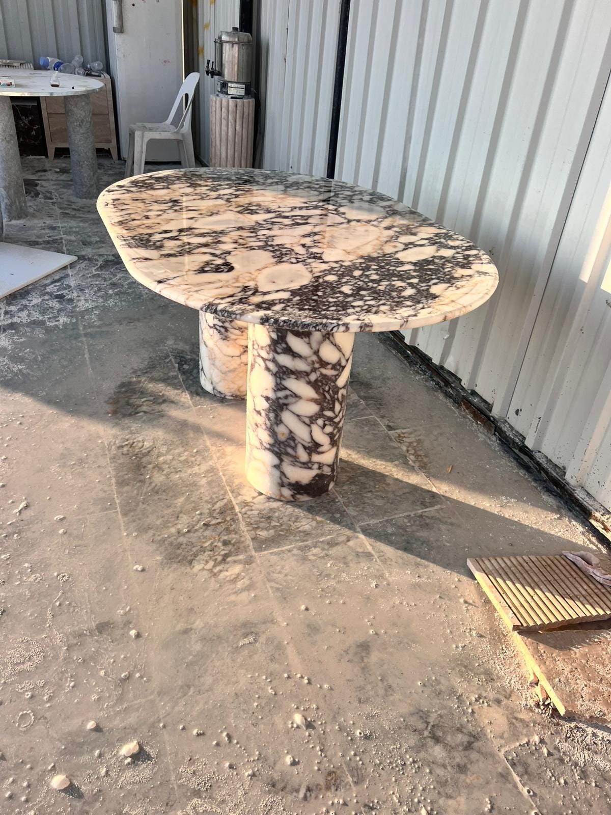 Oval Calacatta Viola Marble Dining Table, Italian Stone