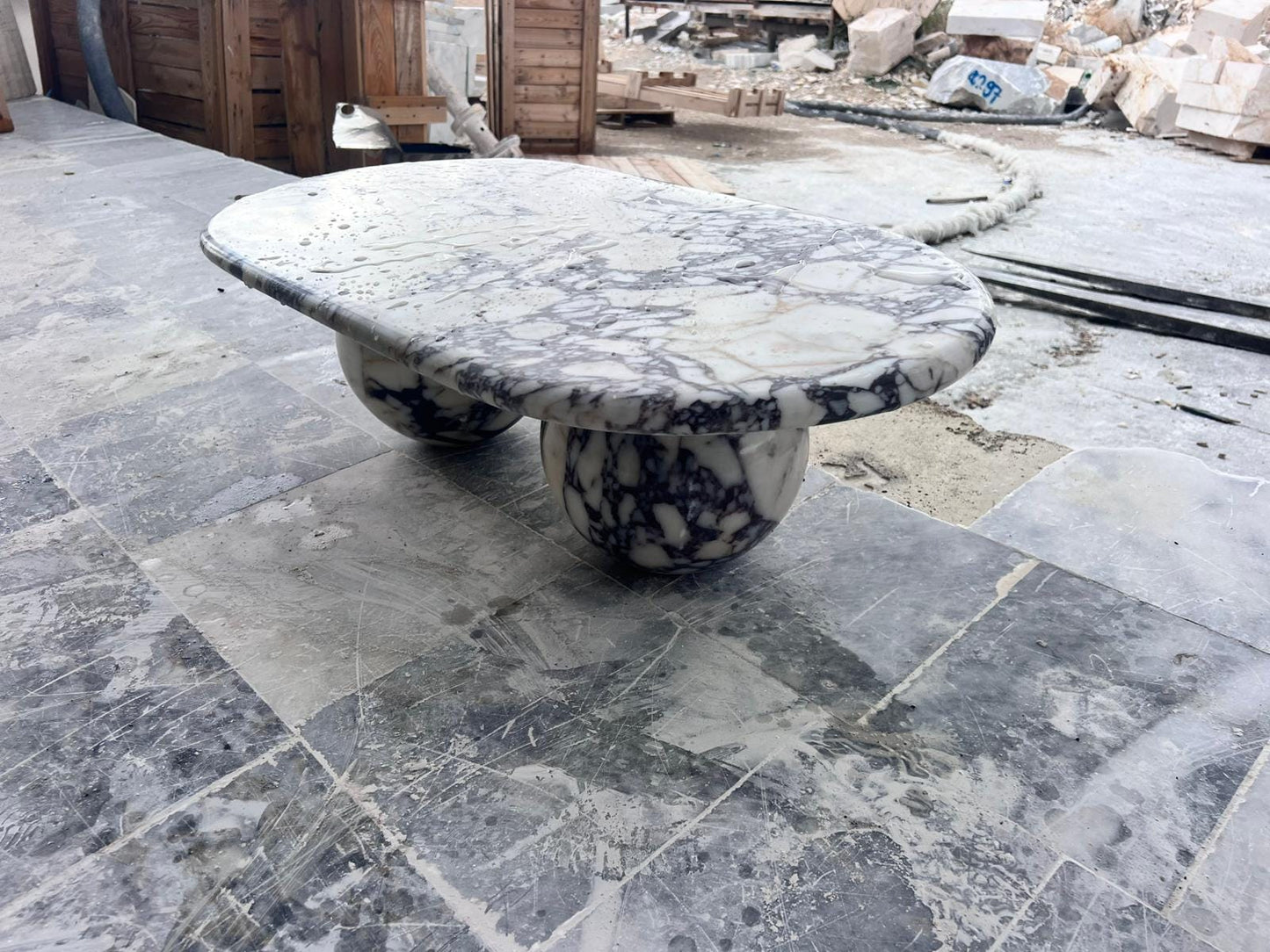 Calacatta Viola Marble Coffee Table, Oval Side Table, Custom Living Room Decor