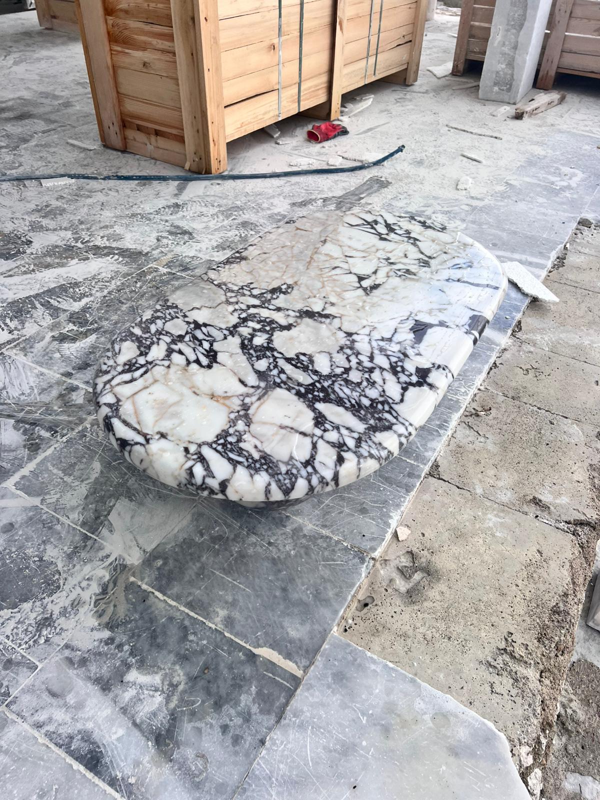 Calacatta Viola Marble Coffee Table, Oval Side Table, Custom Living Room Decor
