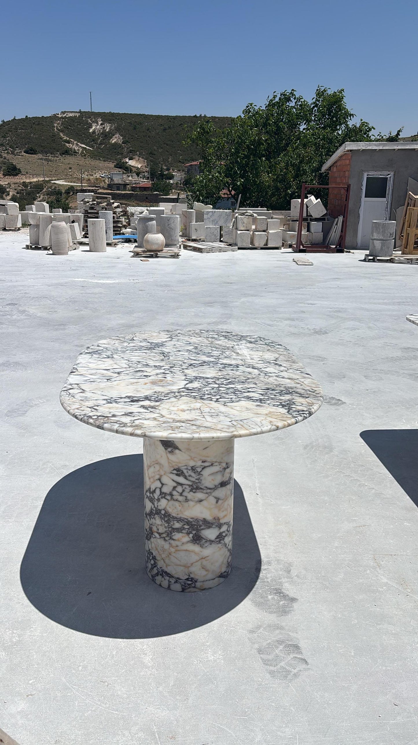 Oval Calacatta Viola Marble Dining Table: Handmade Italian Custom Luxury Stone Table