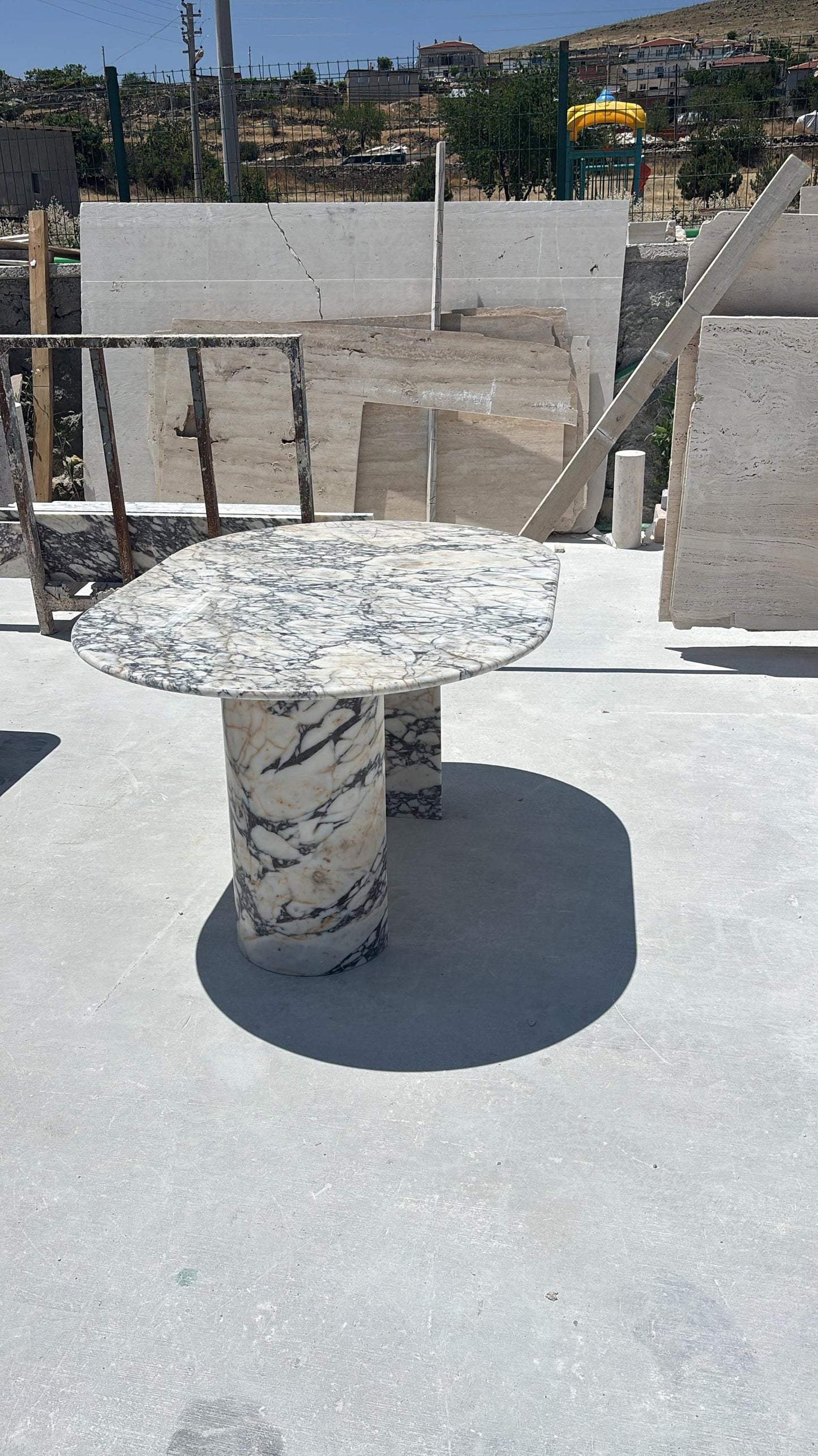 Oval Calacatta Viola Marble Dining Table: Handmade Italian Custom Luxury Stone Table