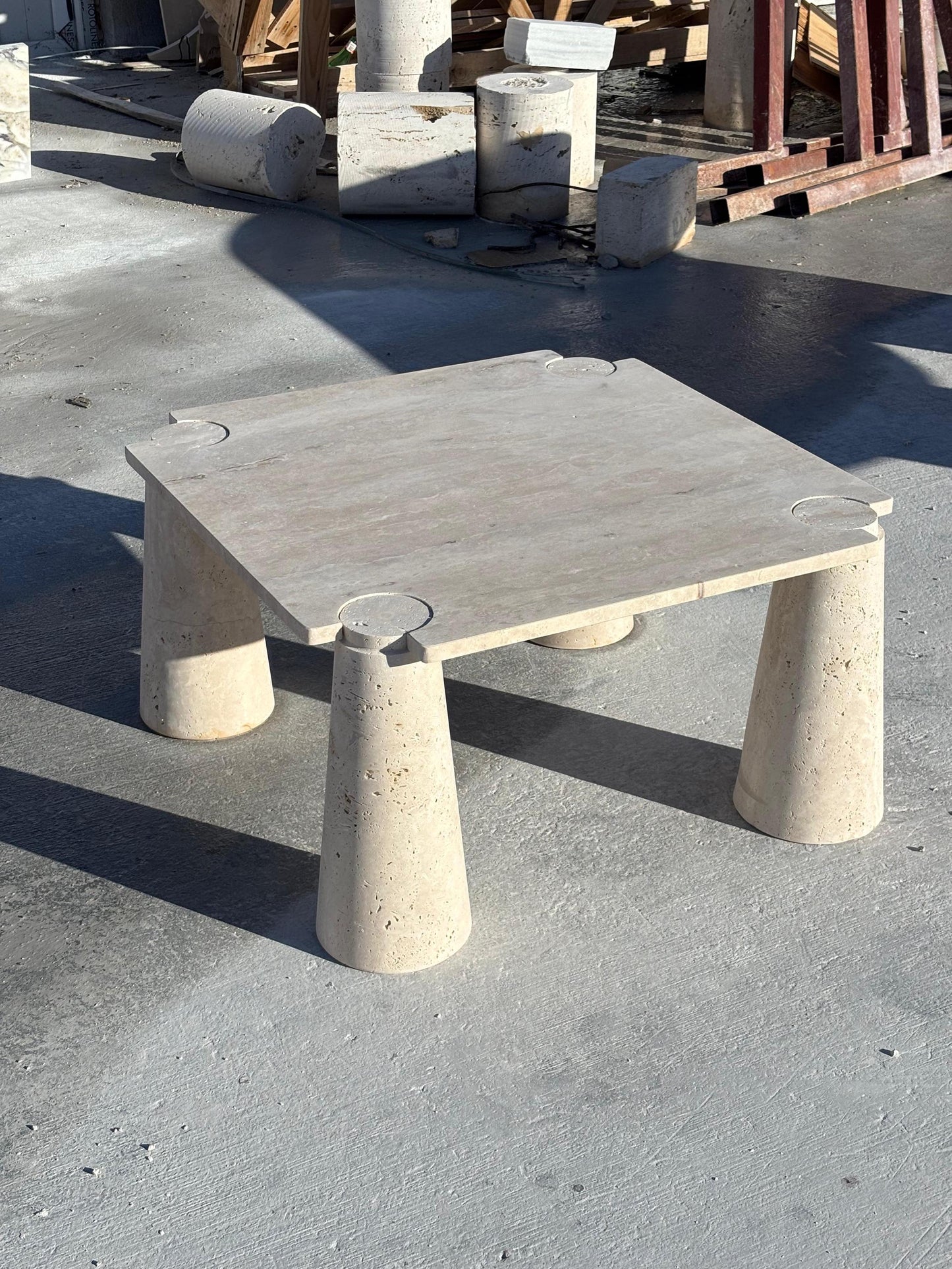 IN STOCK! Handmade Travertine Coffee Table, Natural Beige Stone, Modern Design