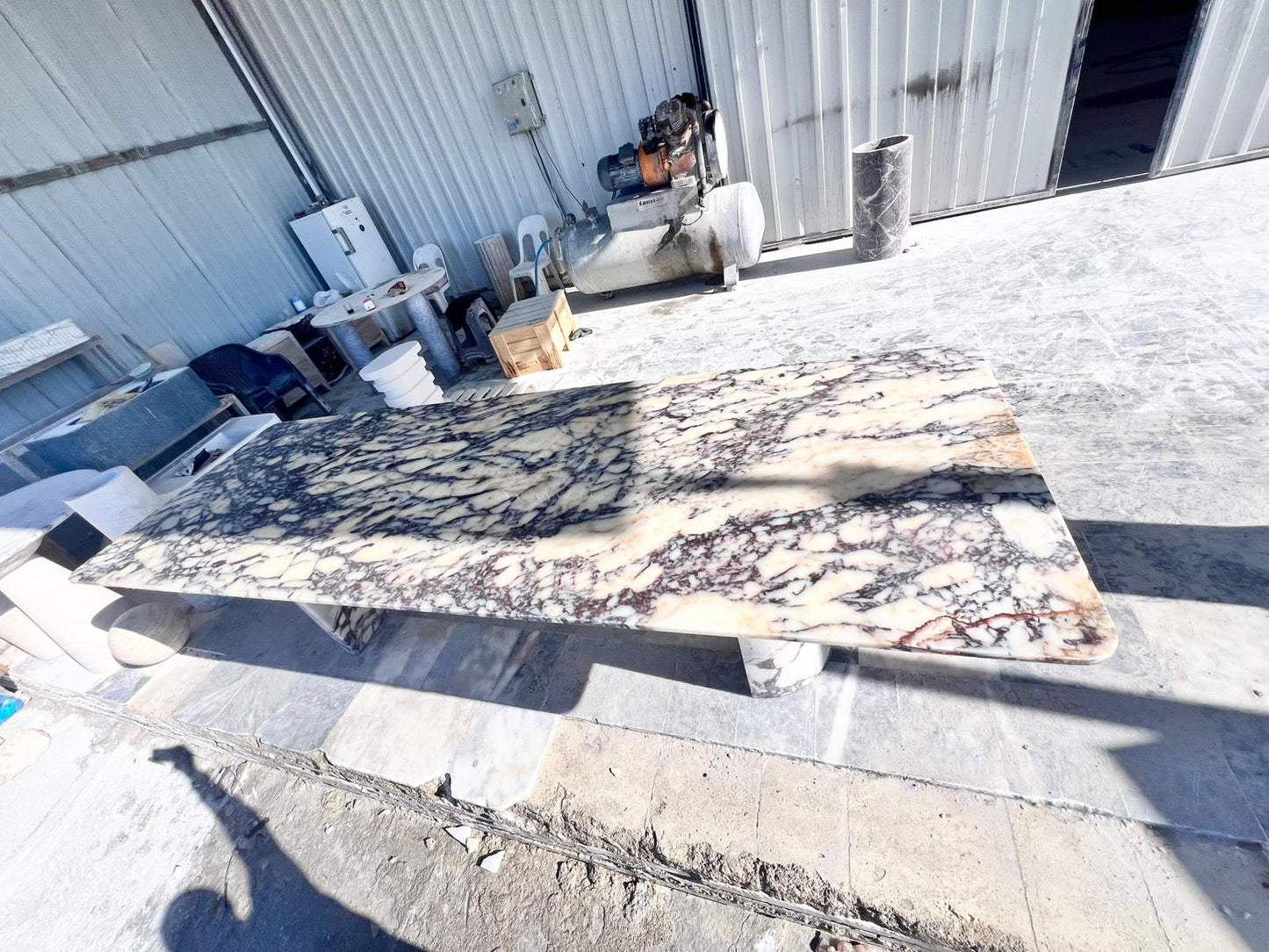 Custom Calacatta Viola Marble Dining Table – Handmade Purple Veined Stone