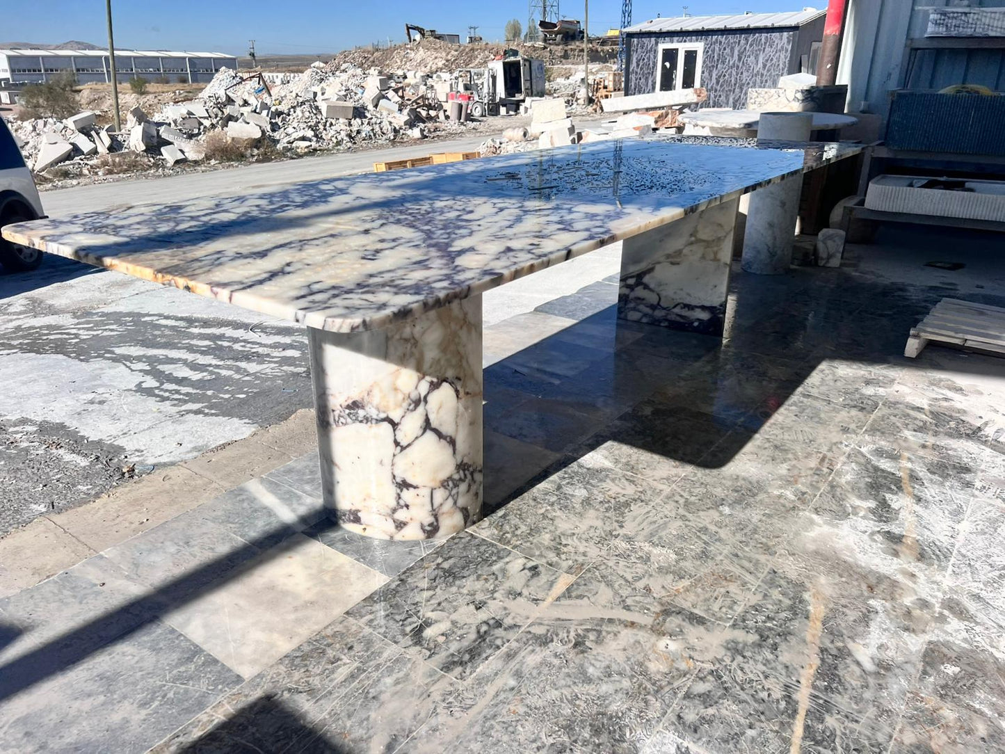 Custom Calacatta Viola Marble Dining Table – Handmade Purple Veined Stone