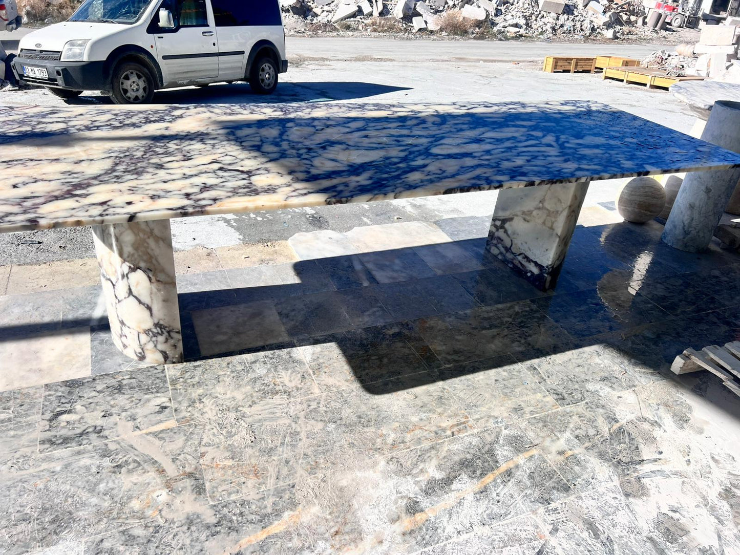 Custom Calacatta Viola Marble Dining Table – Handmade Purple Veined Stone