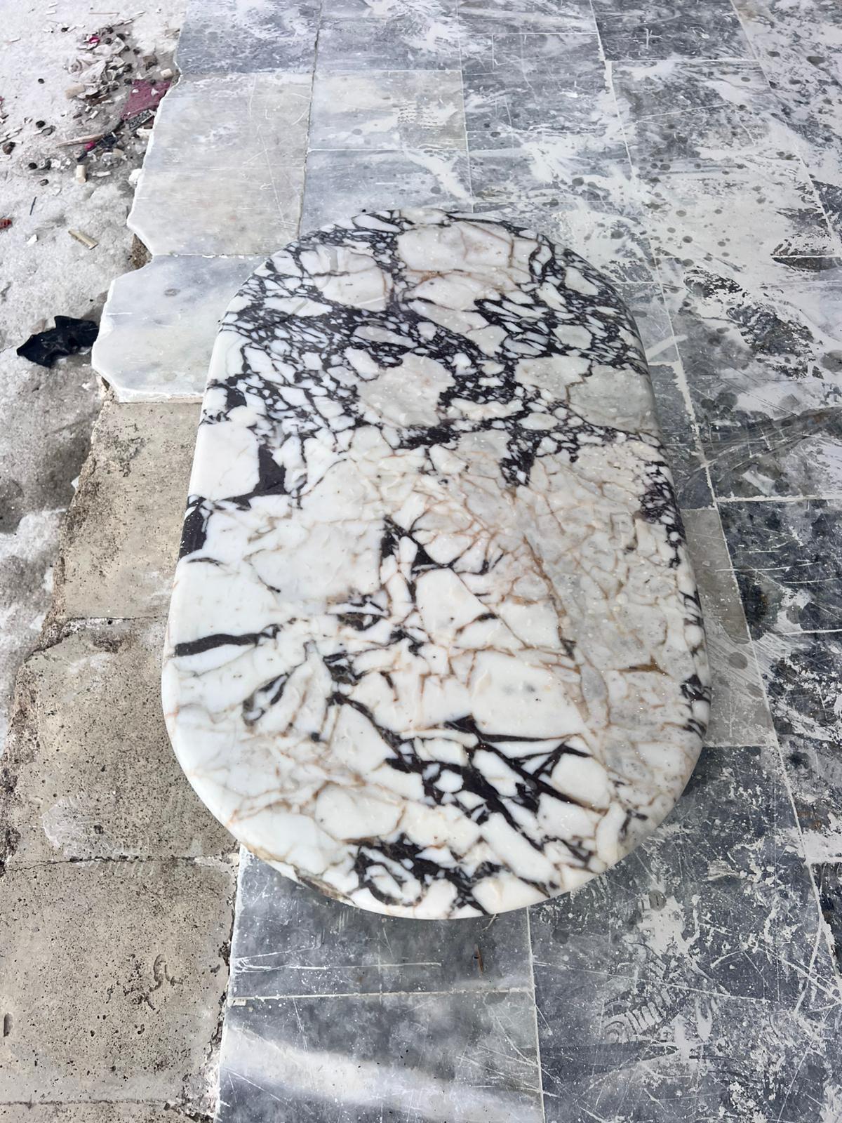 Calacatta Viola Marble Coffee Table, Oval Side Table, Custom Living Room Decor