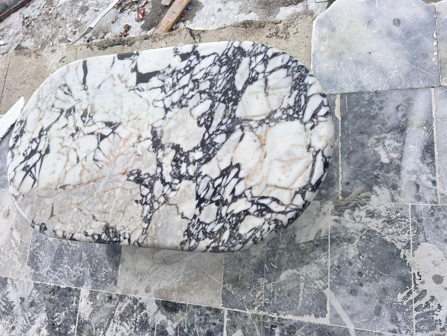 Calacatta Viola Marble Coffee Table, Oval Side Table, Custom Living Room Decor