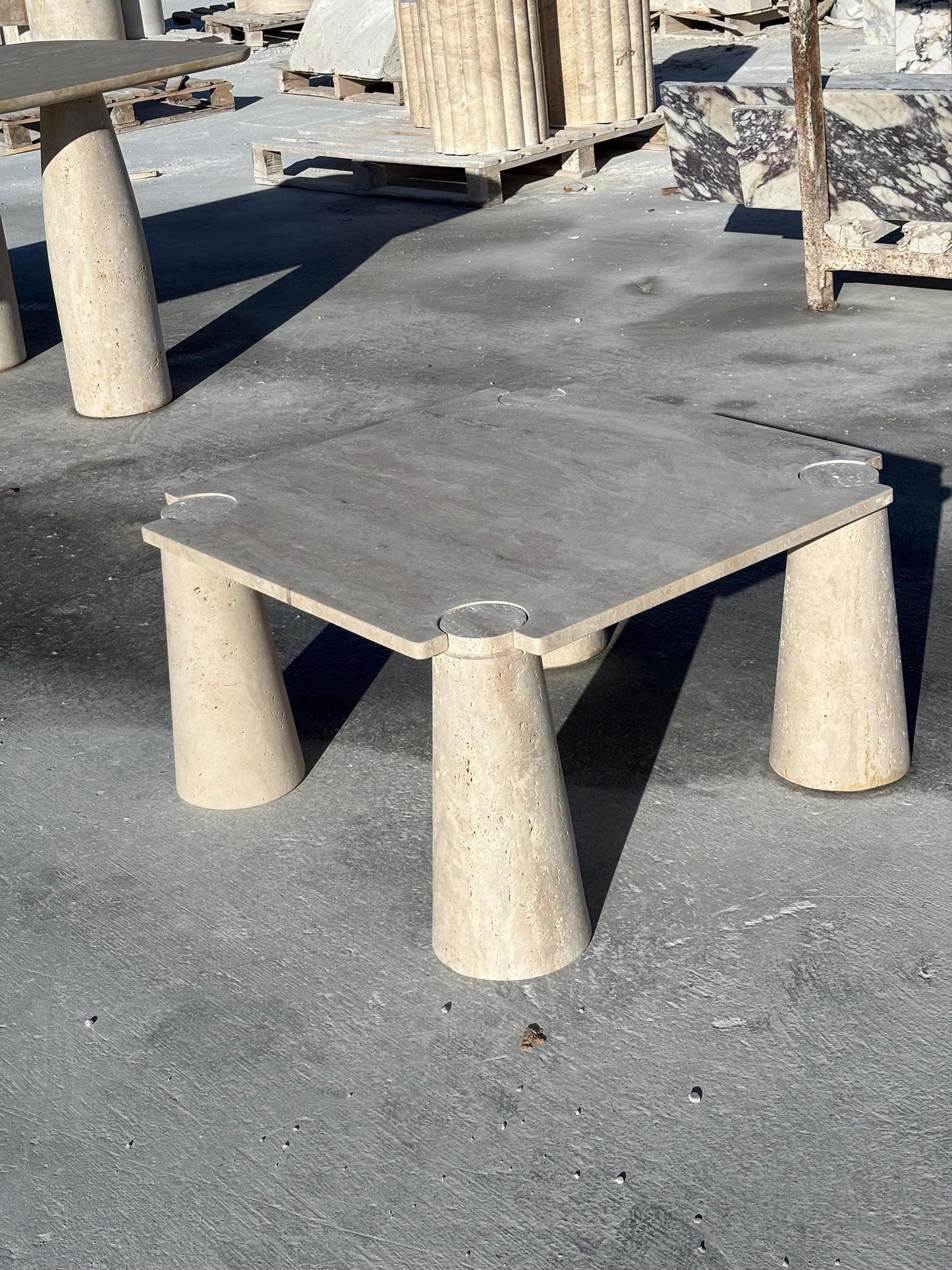 IN STOCK! Handmade Travertine Coffee Table, Natural Beige Stone, Modern Design