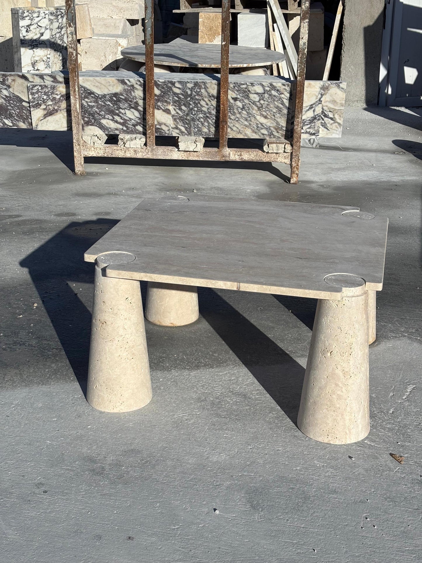 IN STOCK! Handmade Travertine Coffee Table, Natural Beige Stone, Modern Design