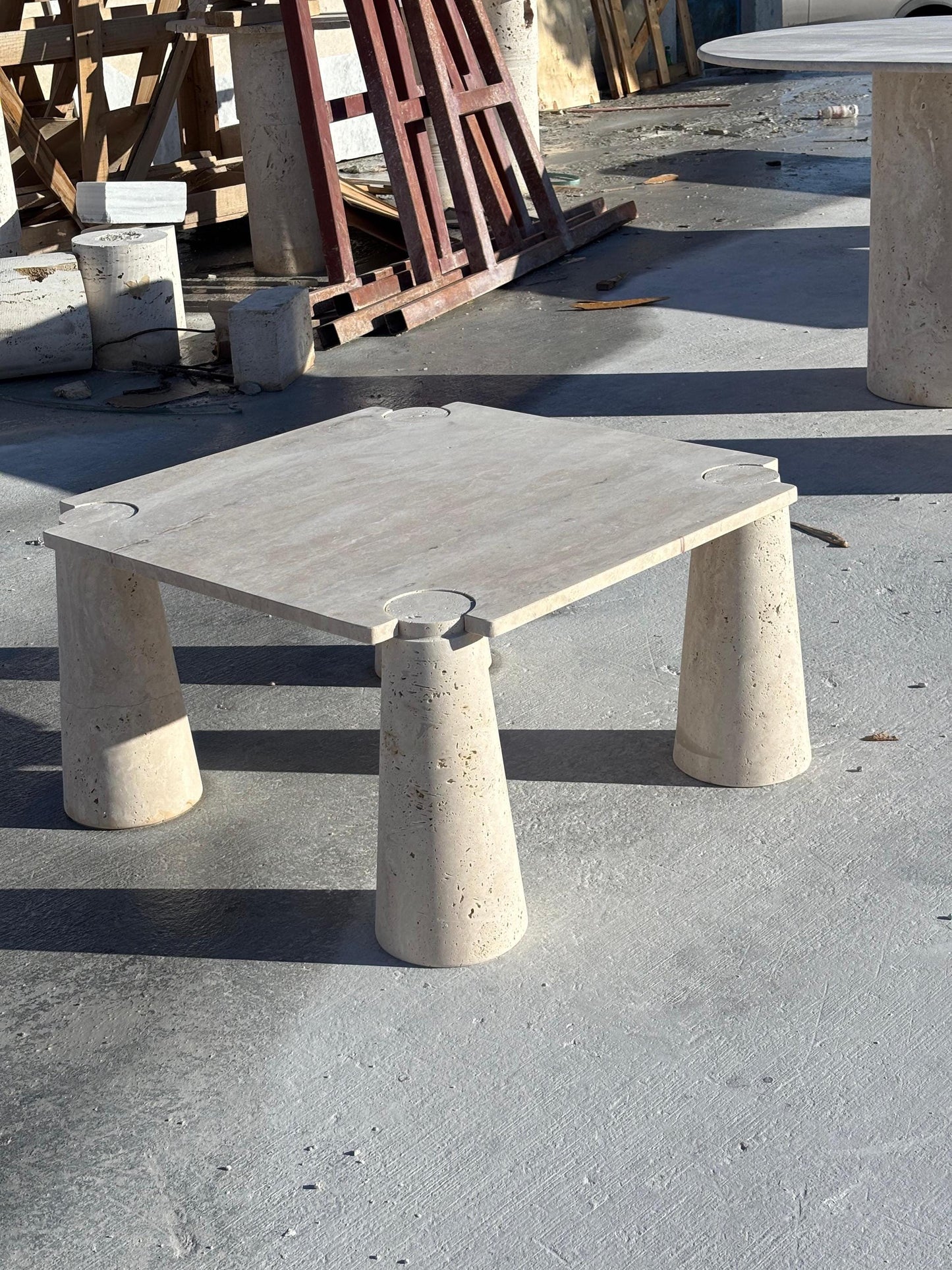 IN STOCK! Handmade Travertine Coffee Table, Natural Beige Stone, Modern Design