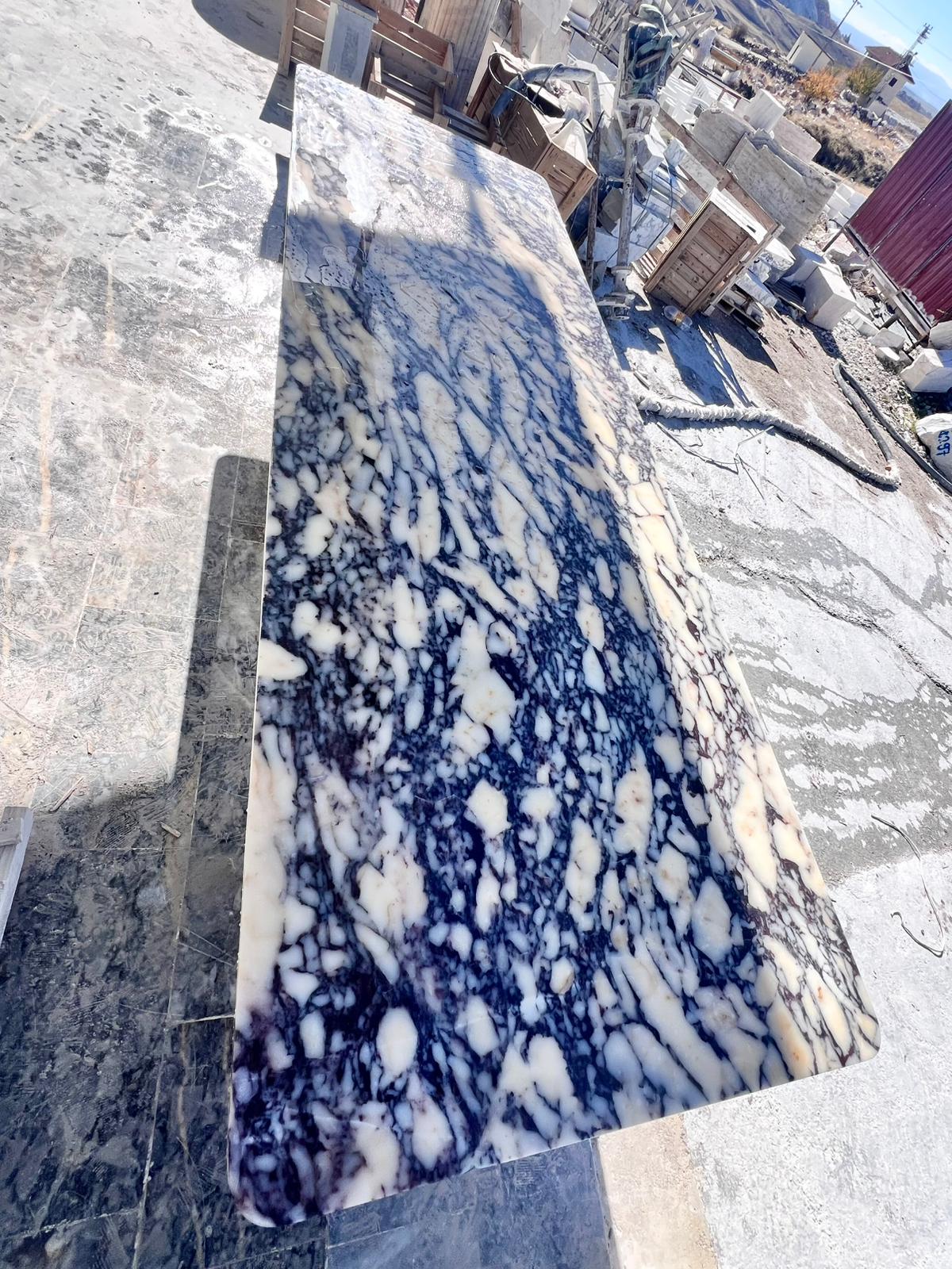 Custom Calacatta Viola Marble Dining Table – Handmade Purple Veined Stone