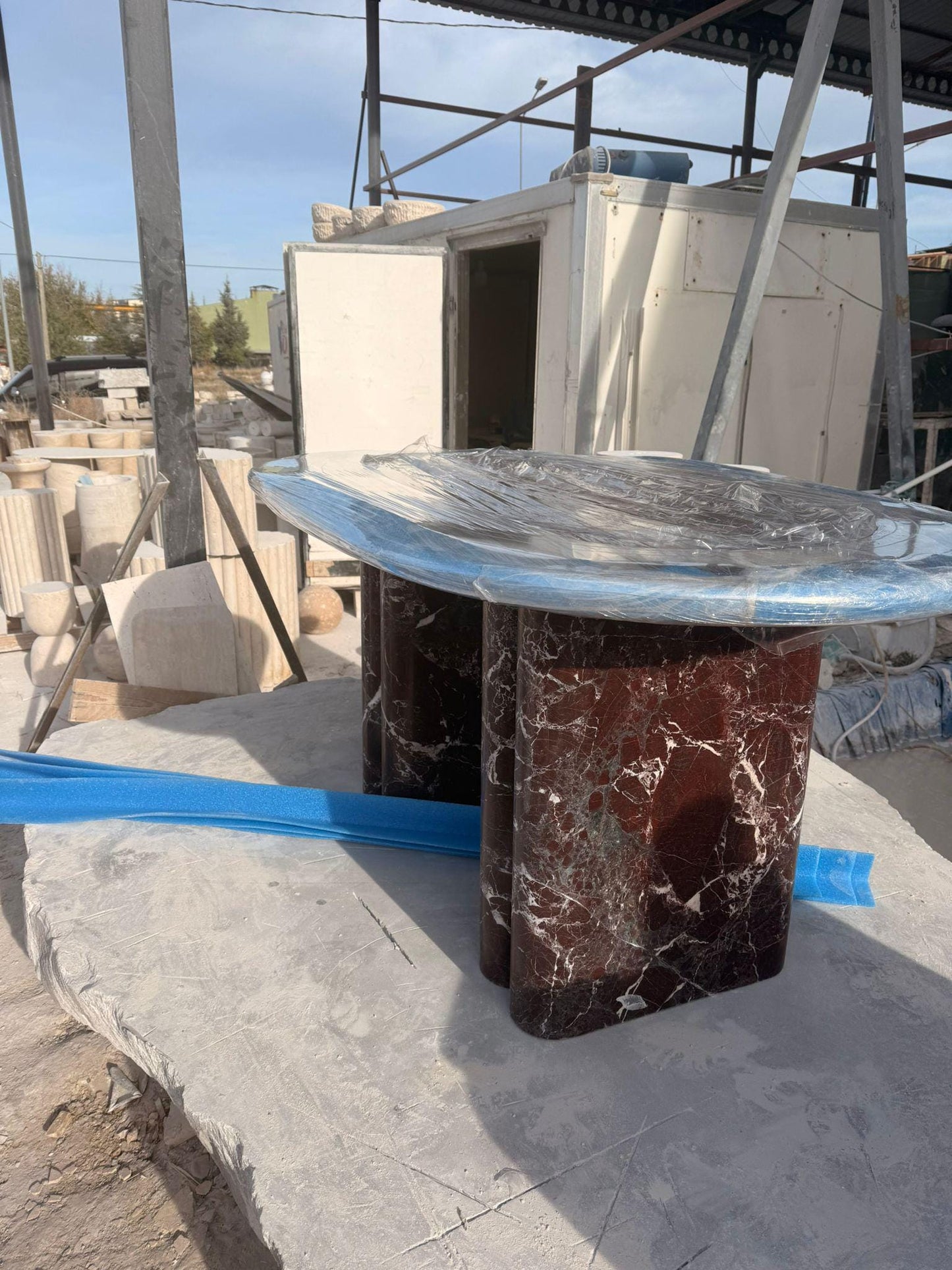 Rosso Levanto Marble Dining Table, Custom Red Oval Table