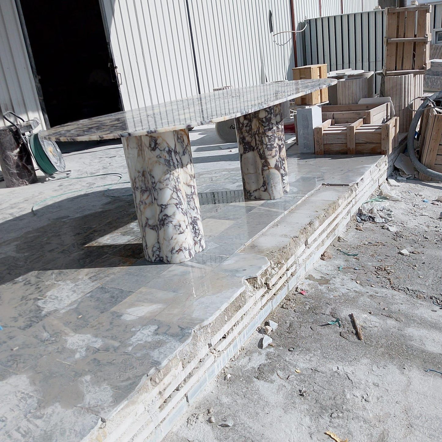 Handmade Oval Calacatta Viola Marble Dining Table, Custom Size