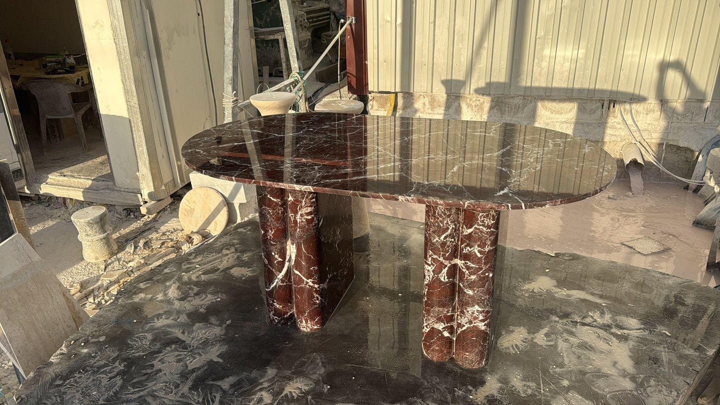 Rosso Levanto Marble Dining Table, Custom Red Oval Table