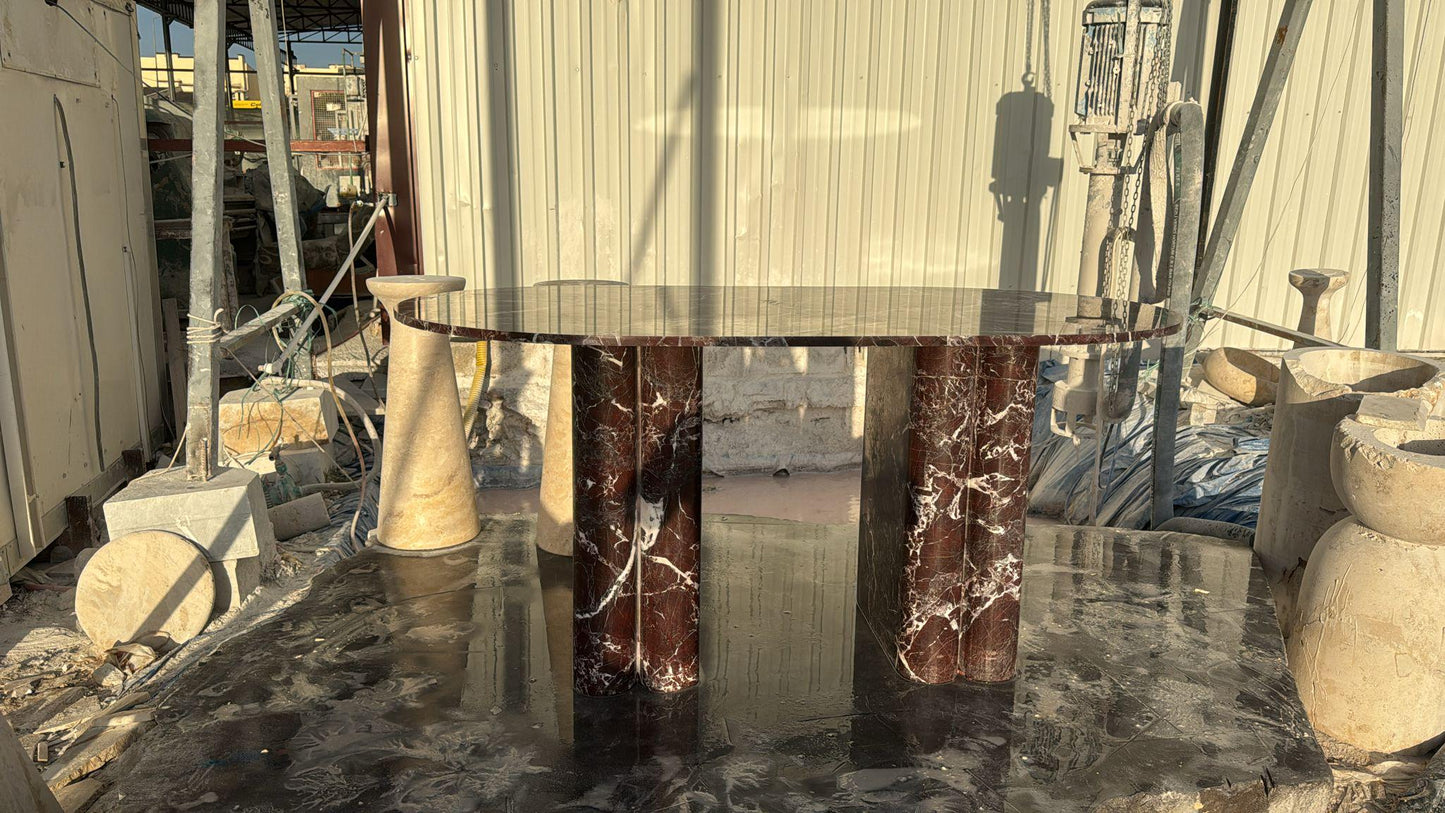 Rosso Levanto Marble Dining Table, Custom Red Oval Table