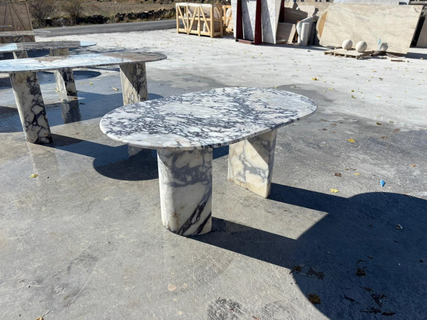 Oval Calacatta Viola Marble Dining Table, Italian Luxury Design, Custom Purple Veined Large Table