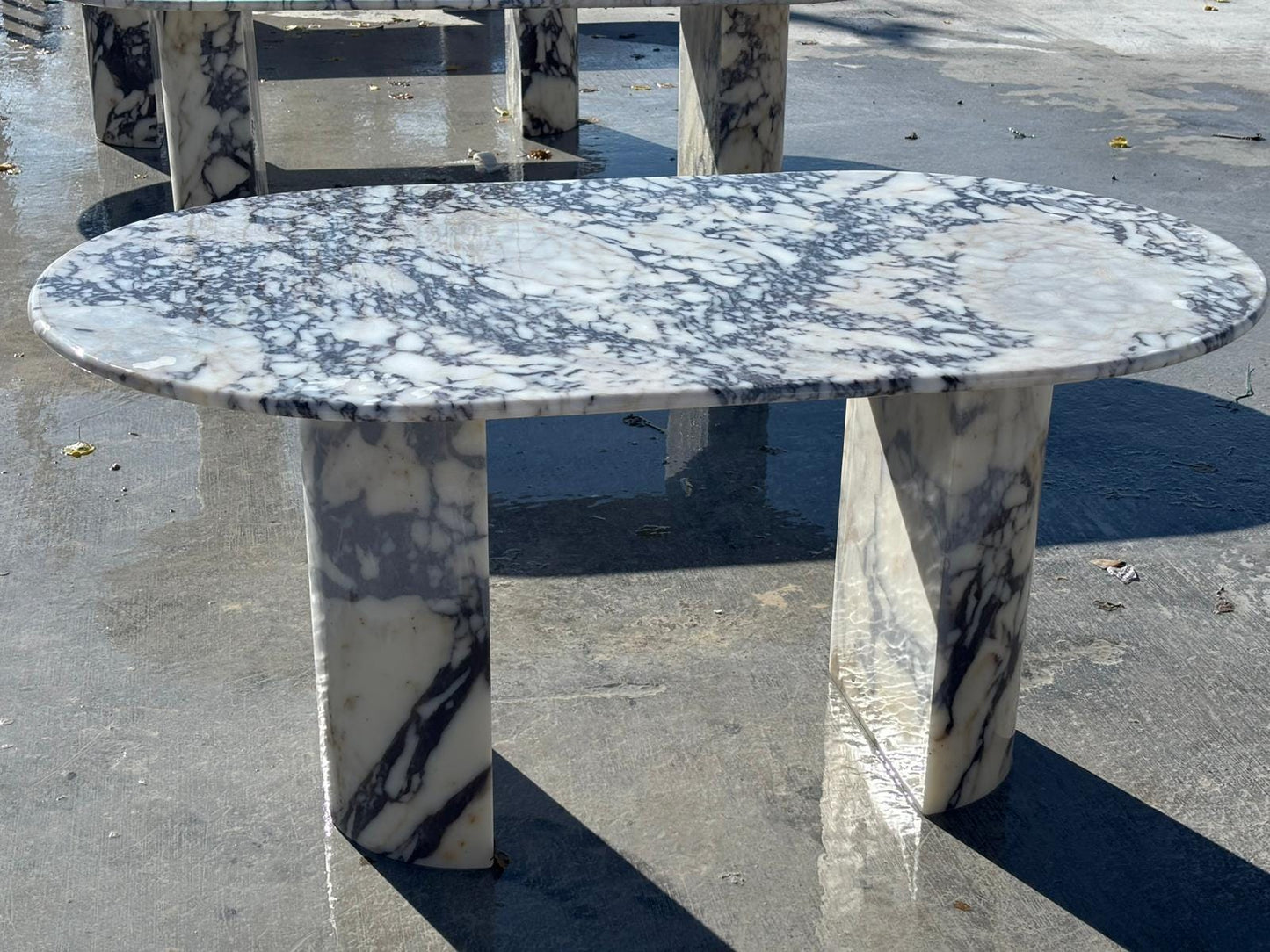 Oval Calacatta Viola Marble Dining Table, Italian Luxury Design, Custom Purple Veined Large Table