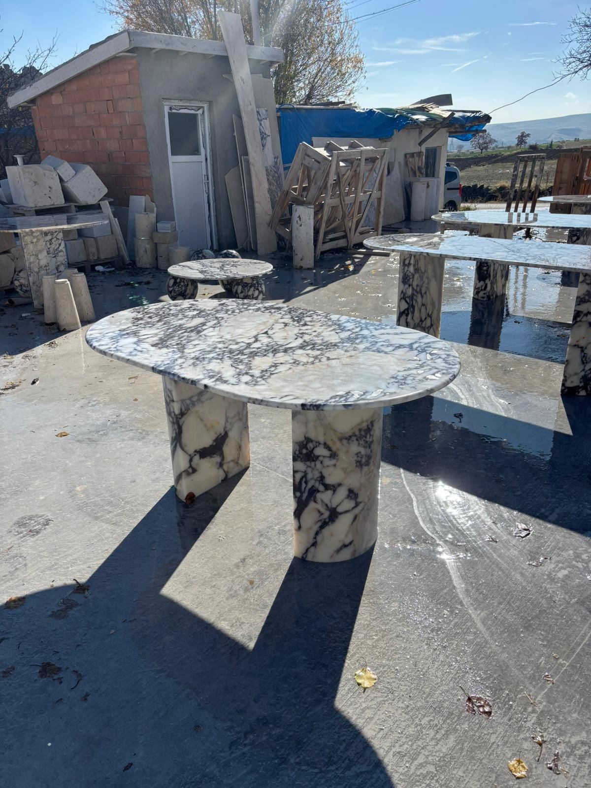 Oval Calacatta Viola Marble Dining Table, Italian Luxury Design, Custom Purple Veined Large Table