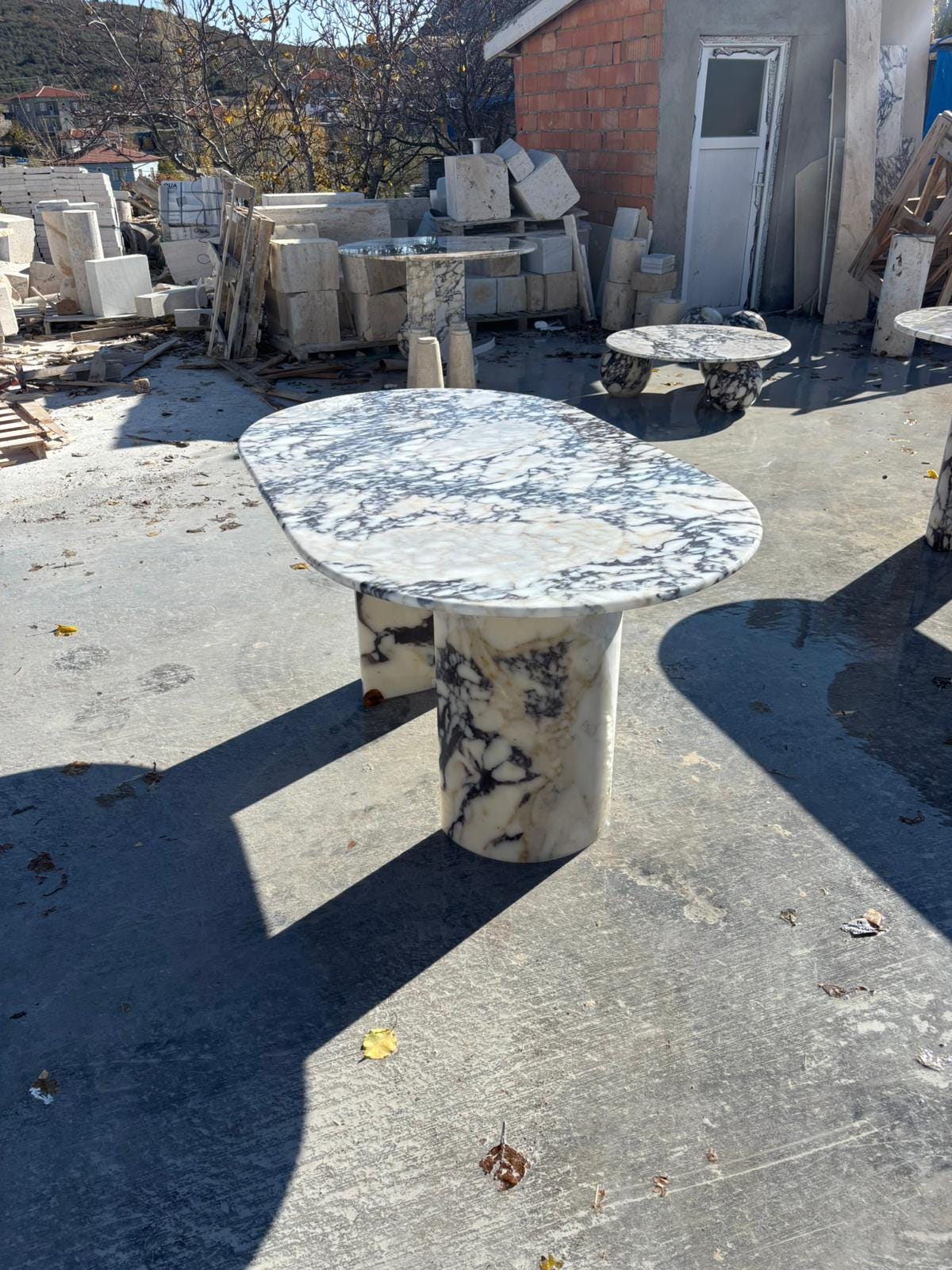 Oval Calacatta Viola Marble Dining Table, Italian Luxury Design, Custom Purple Veined Large Table
