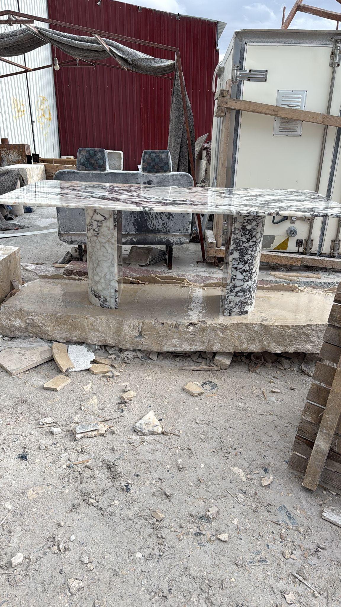 Calacatta Viola Marble Dining Table - Handmade Natural Stone Furniture