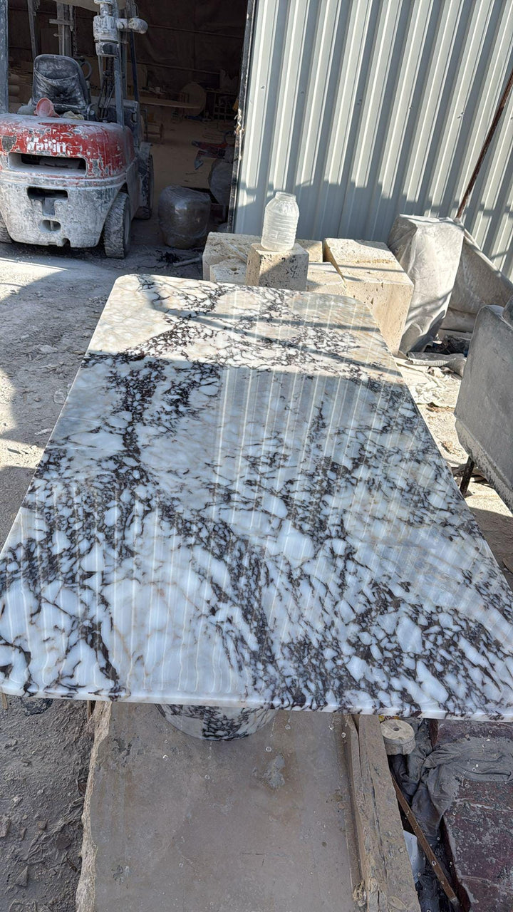 Calacatta Viola Marble Dining Table - Handmade Natural Stone Furniture
