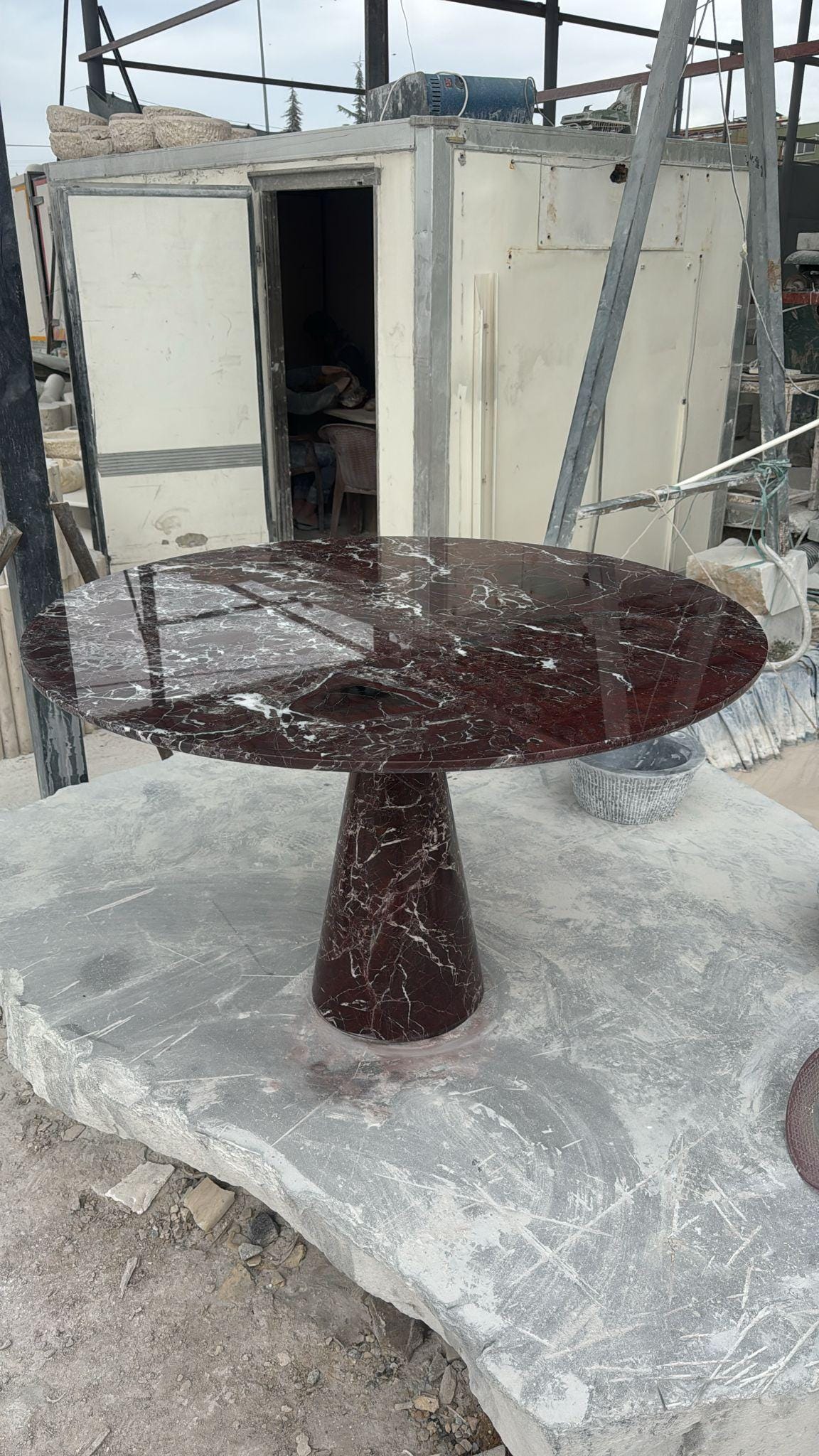 Rosso Levanto Marble Dining Table - Round Burgundy Kitchen Table