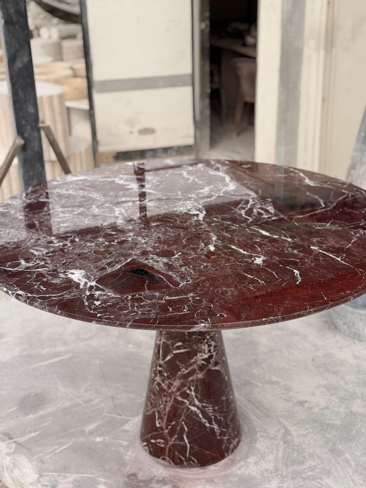 Rosso Levanto Marble Dining Table - Round Burgundy Kitchen Table