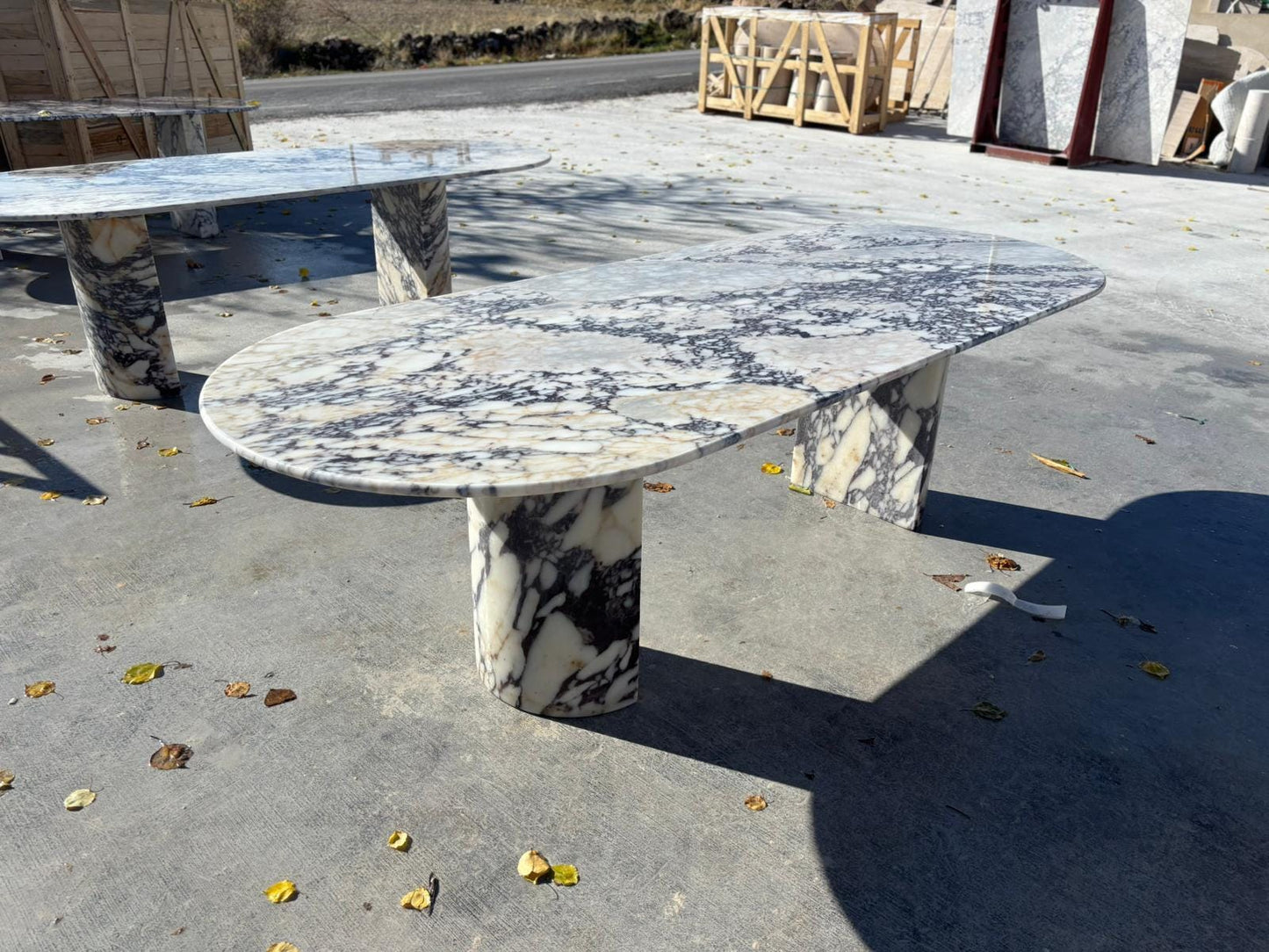 Huge Calacatta Viola Meeting Table - Marble Dining Table - Handmade Natural Veined Custom Design