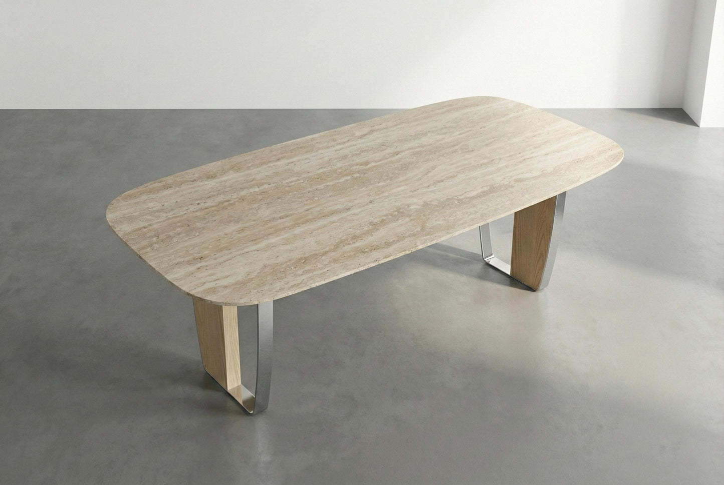 Natural Travertine Dining Conference Table with Sculptural Base - Modern Travertine Design