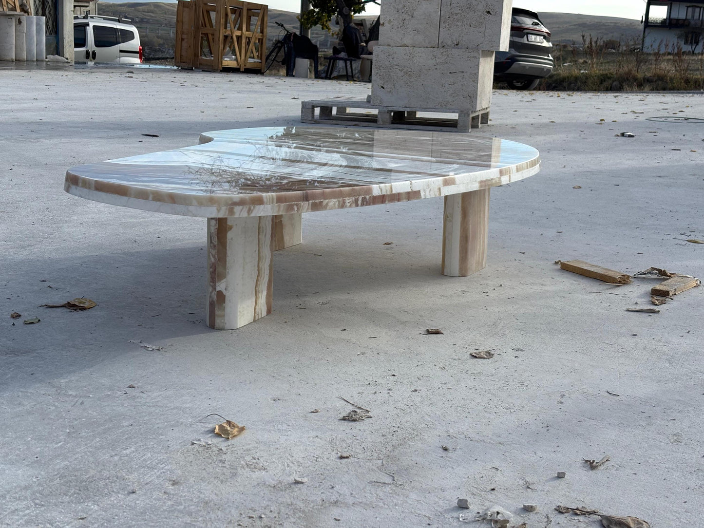 Caramel Onyx Marble Coffee Table - Custom Luxury Modern Living Room Center Table