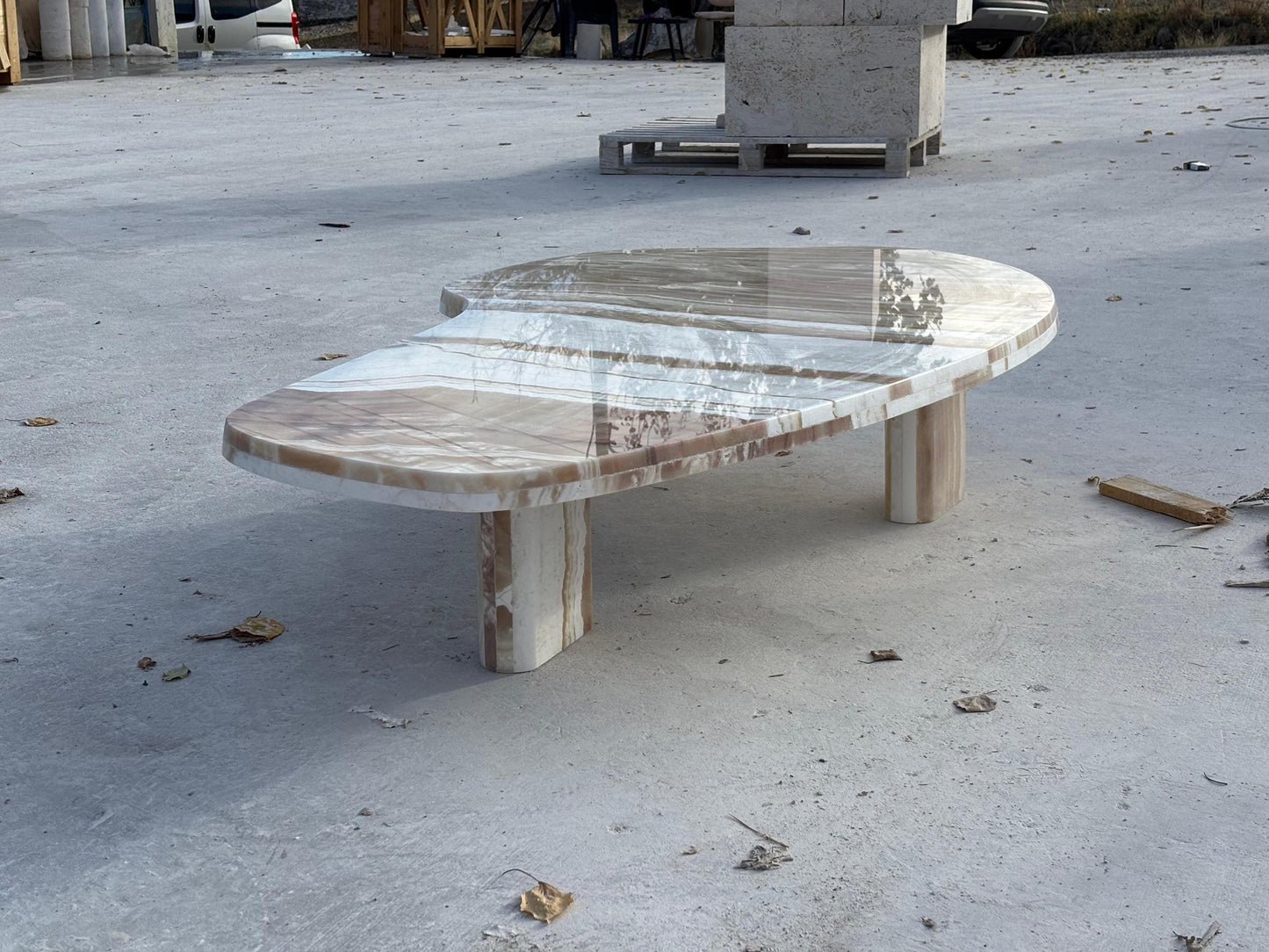 Caramel Onyx Marble Coffee Table - Custom Luxury Modern Living Room Center Table