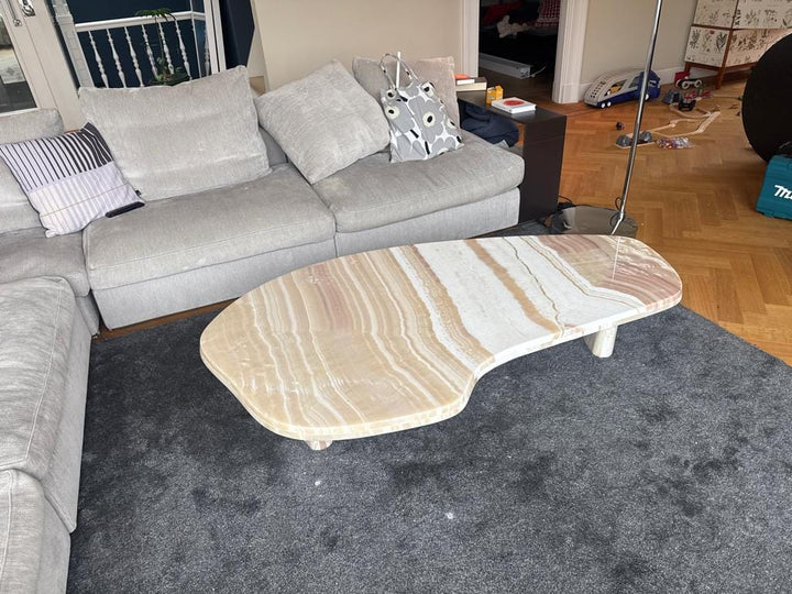 Caramel Onyx Marble Coffee Table - Custom Luxury Modern Living Room Center Table
