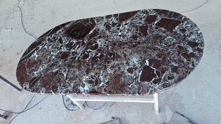 Custom Order Rosso Levanto Marble Table Top - Handmade Red Dining Table - Natural Burgundy Stone