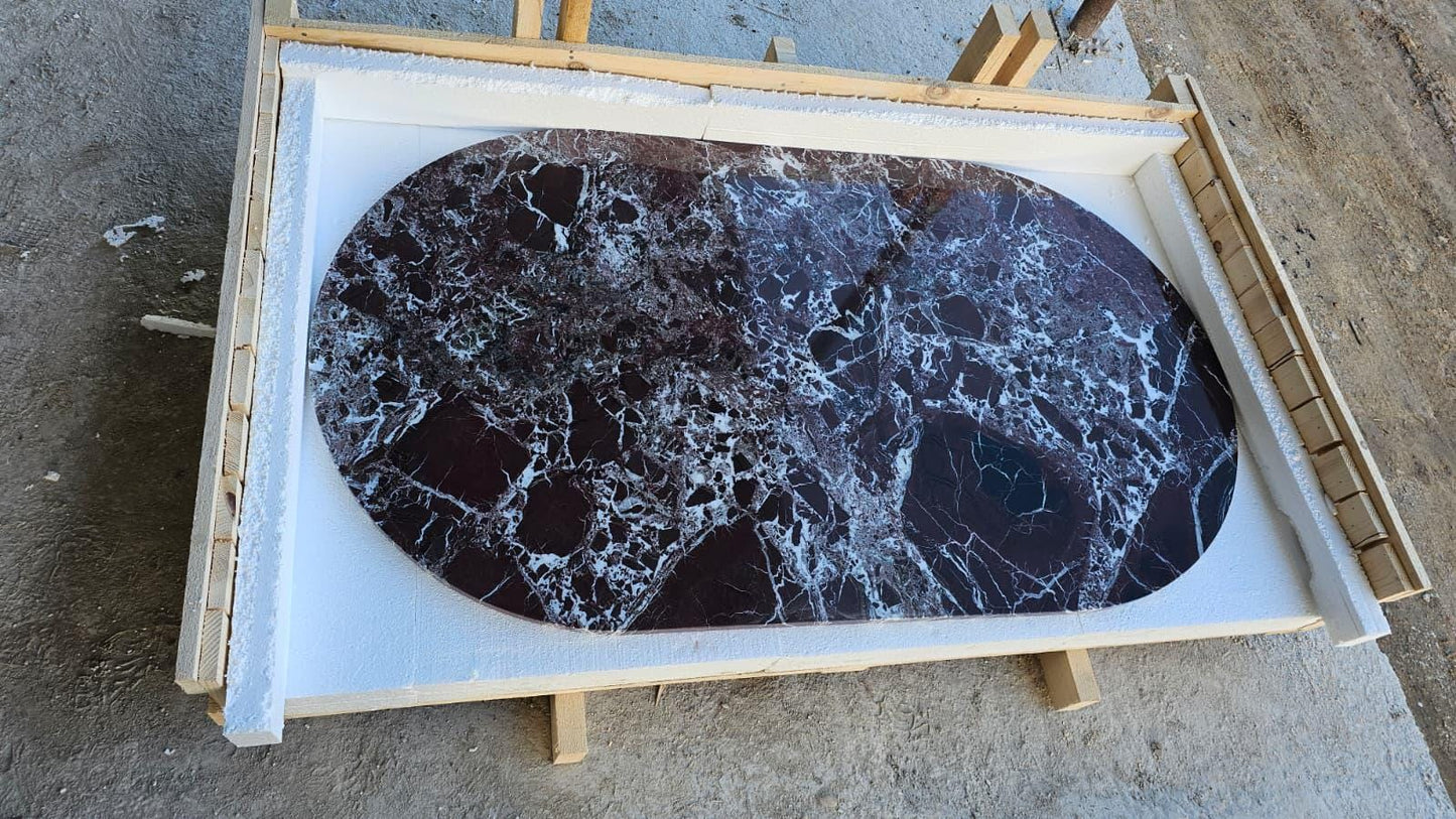 Custom Order Rosso Levanto Marble Table Top - Handmade Red Dining Table - Natural Burgundy Stone