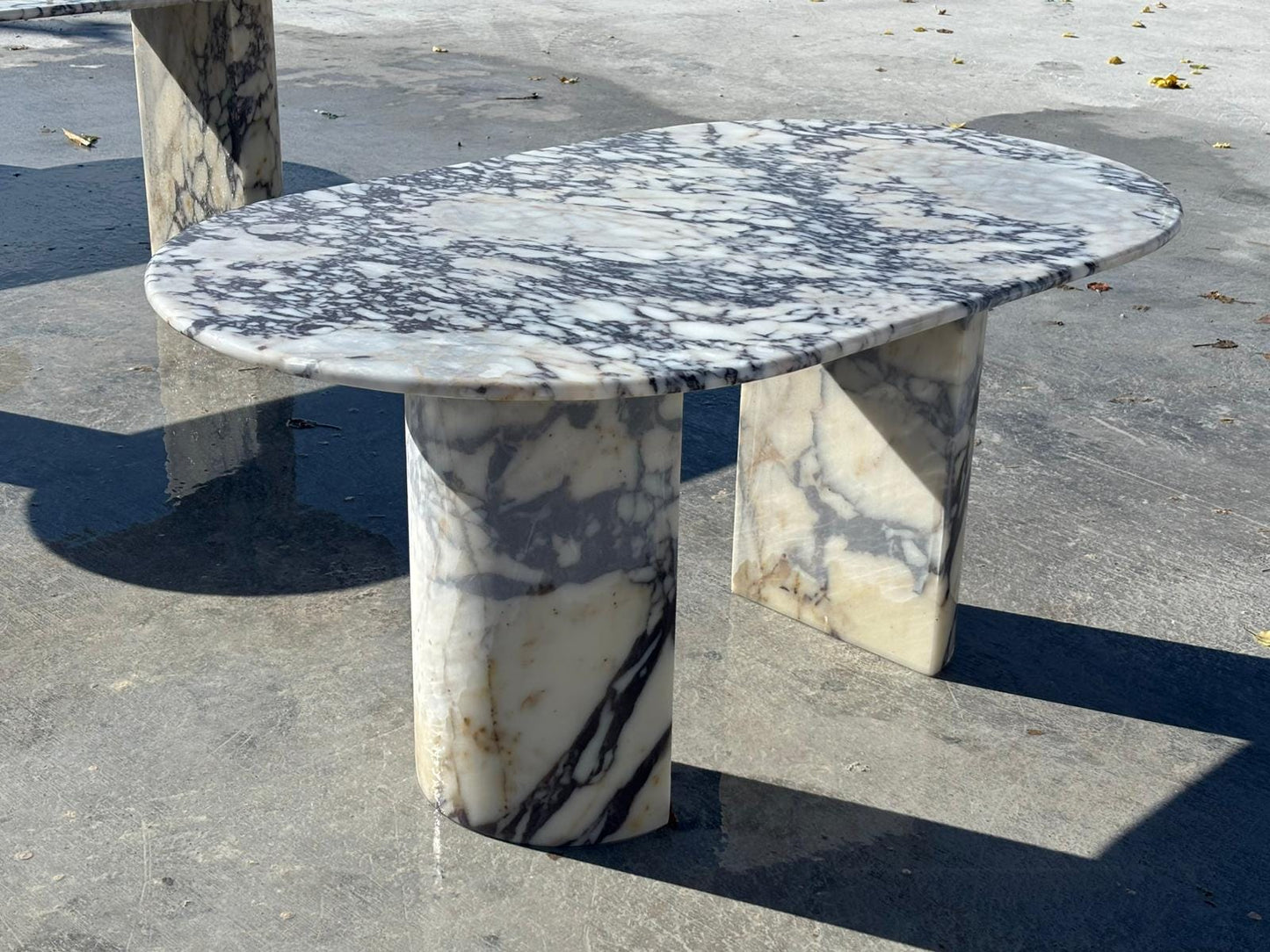 Oval Calacatta Viola Marble Dining Table, Italian Luxury Design, Custom Purple Veined Large Table