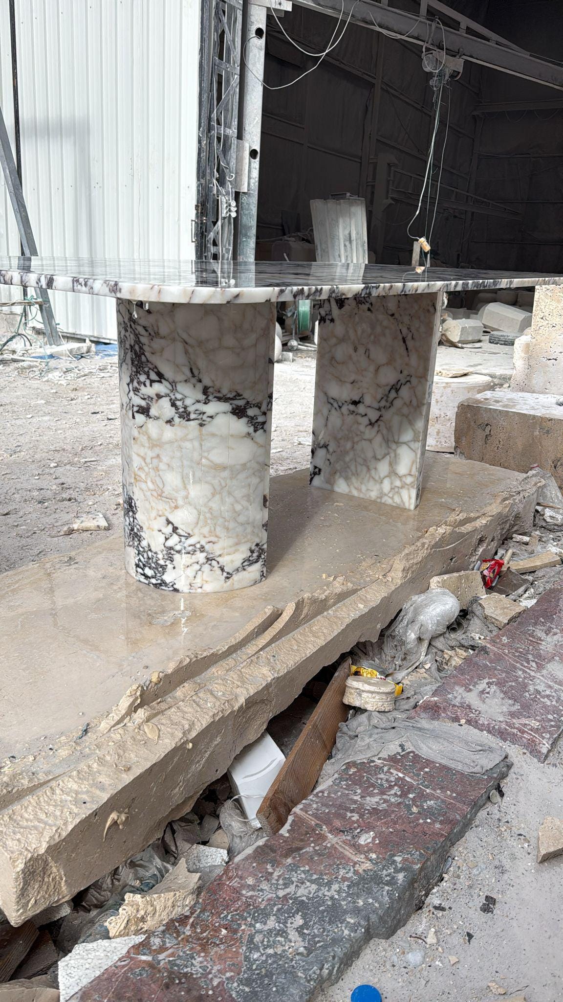 Calacatta Viola Marble Dining Table - Handmade Natural Stone Furniture