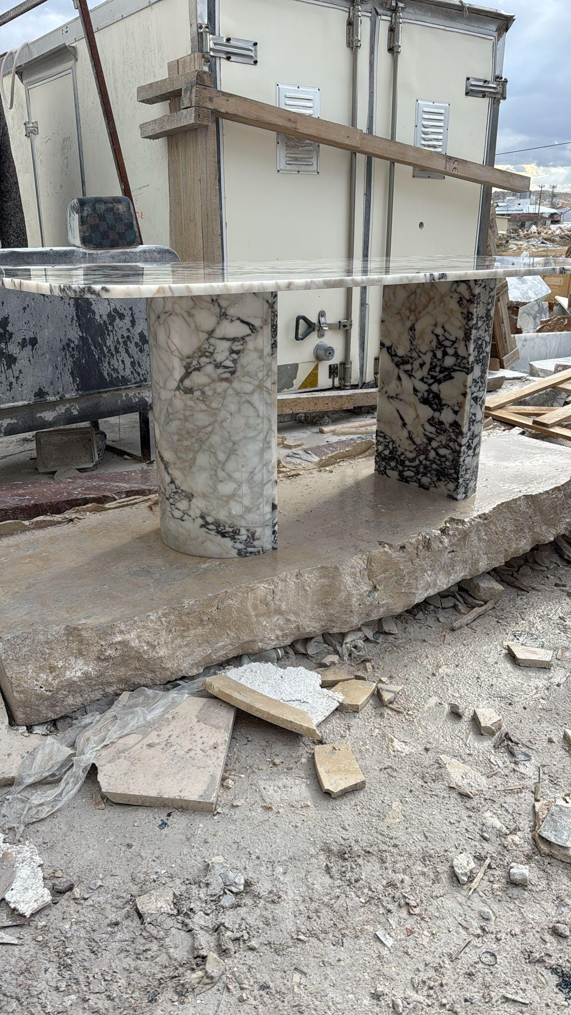 Calacatta Viola Marble Dining Table - Handmade Natural Stone Furniture