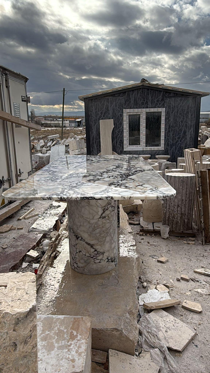 Calacatta Viola Marble Dining Table - Handmade Natural Stone Furniture
