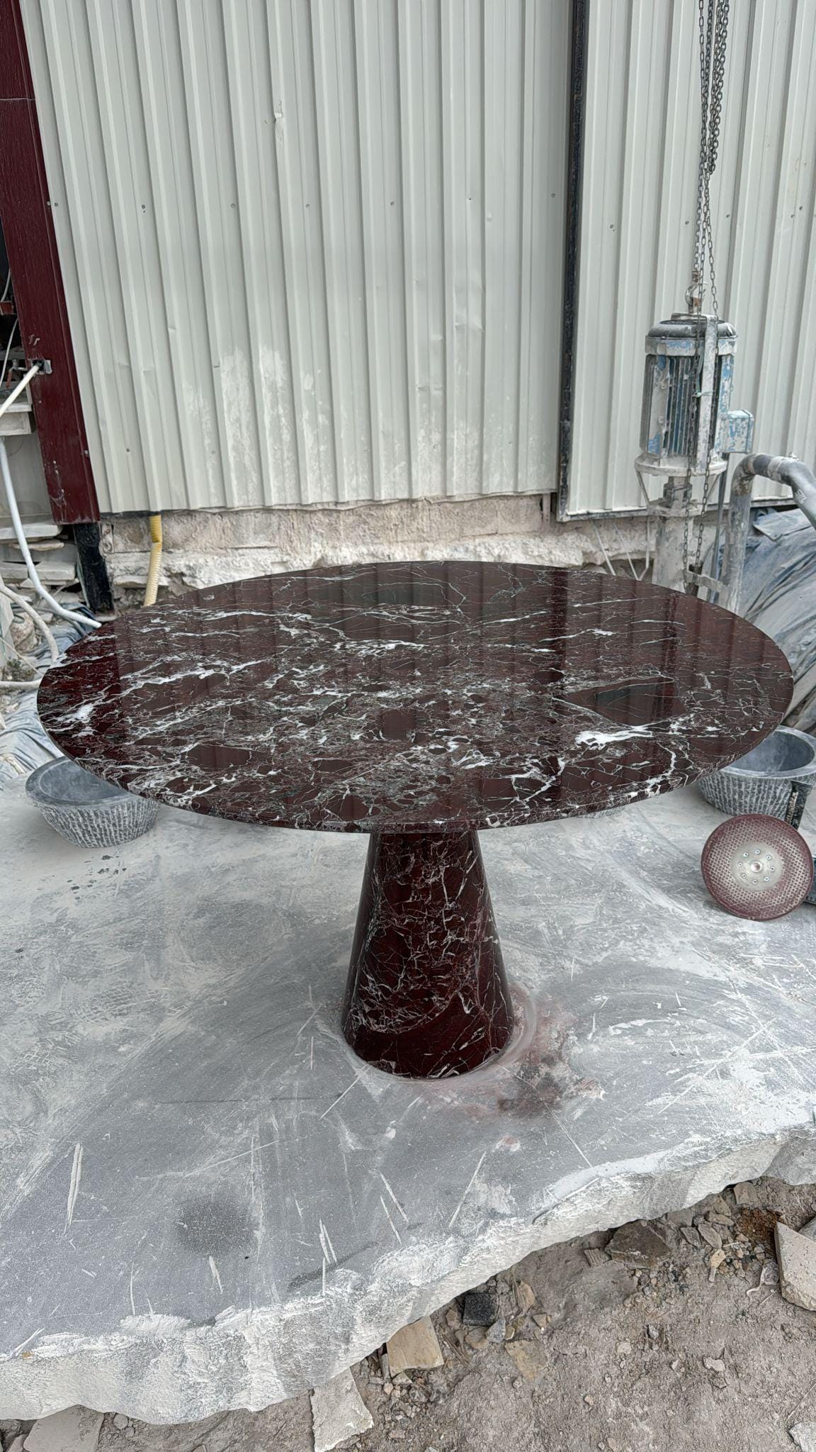 Rosso Levanto Marble Dining Table - Round Burgundy Kitchen Table