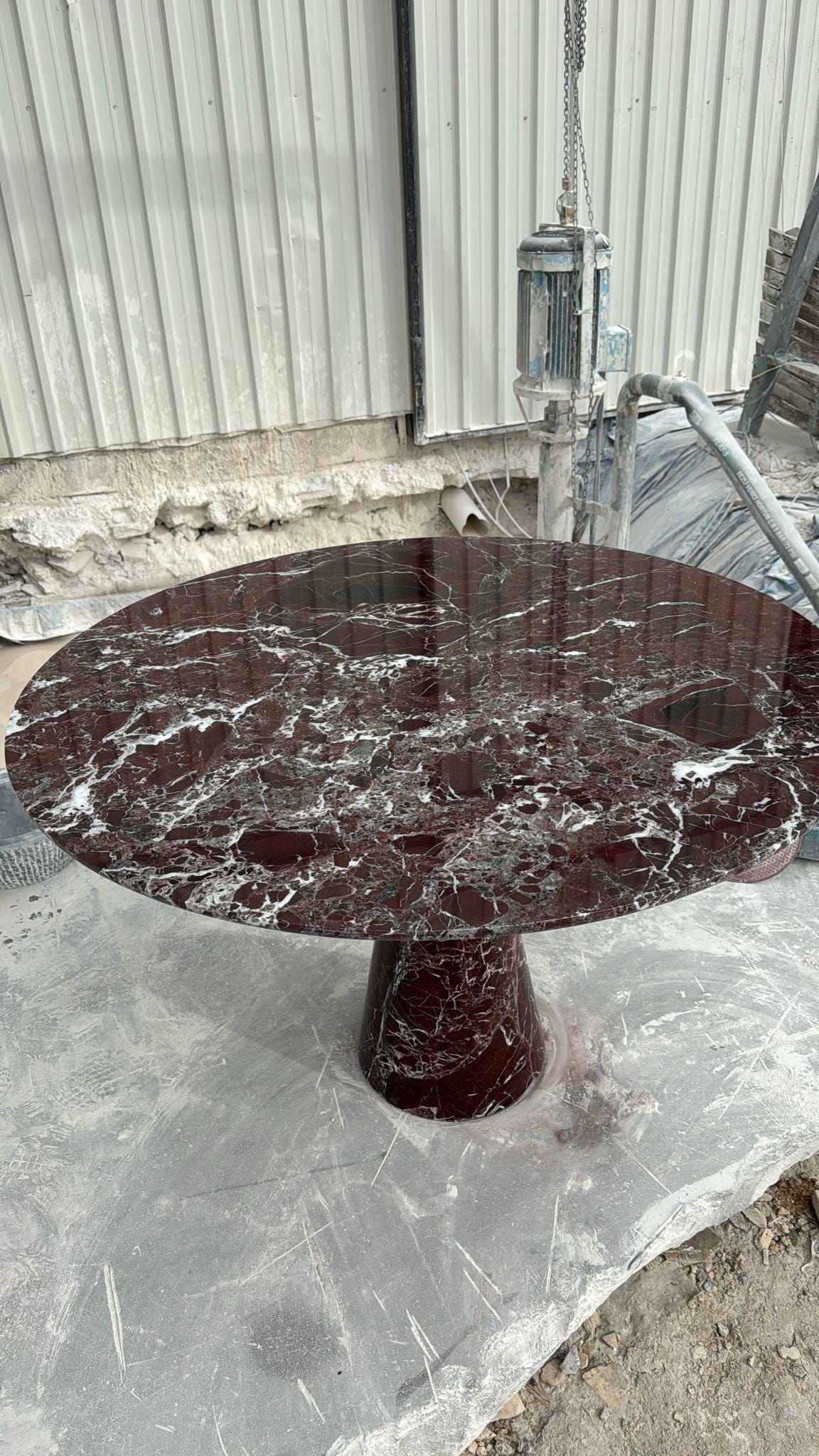 Rosso Levanto Marble Dining Table - Round Burgundy Kitchen Table