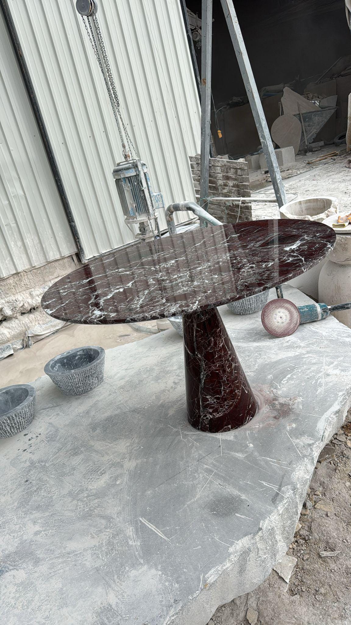 Rosso Levanto Marble Dining Table - Round Burgundy Kitchen Table