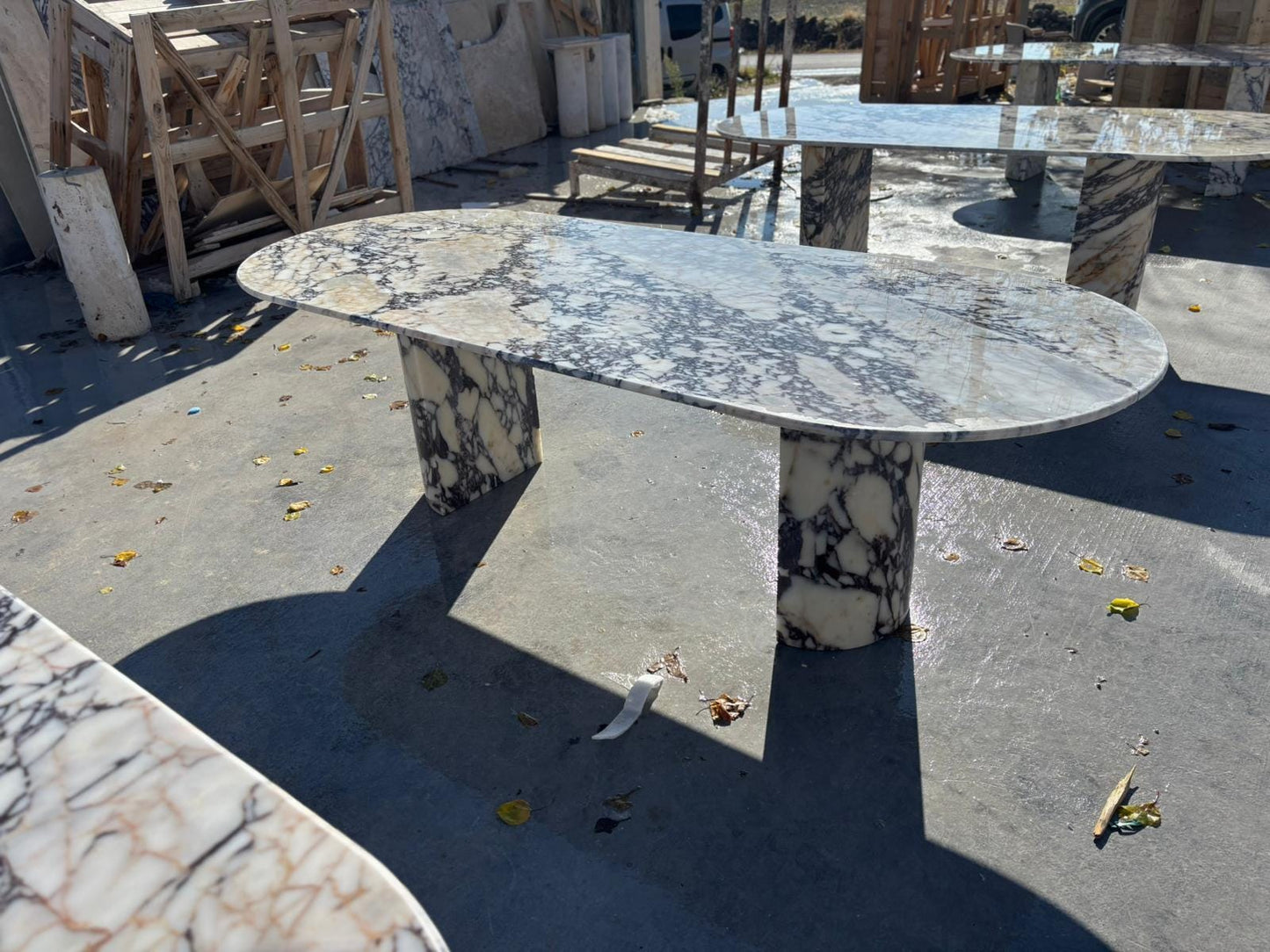 Huge Calacatta Viola Meeting Table - Marble Dining Table - Handmade Natural Veined Custom Design