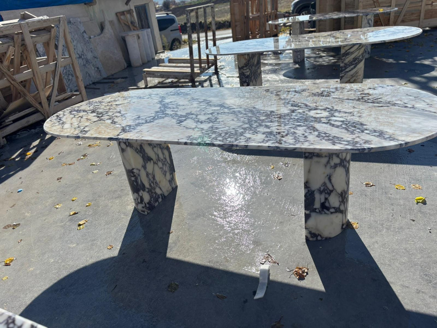 Huge Calacatta Viola Meeting Table - Marble Dining Table - Handmade Natural Veined Custom Design
