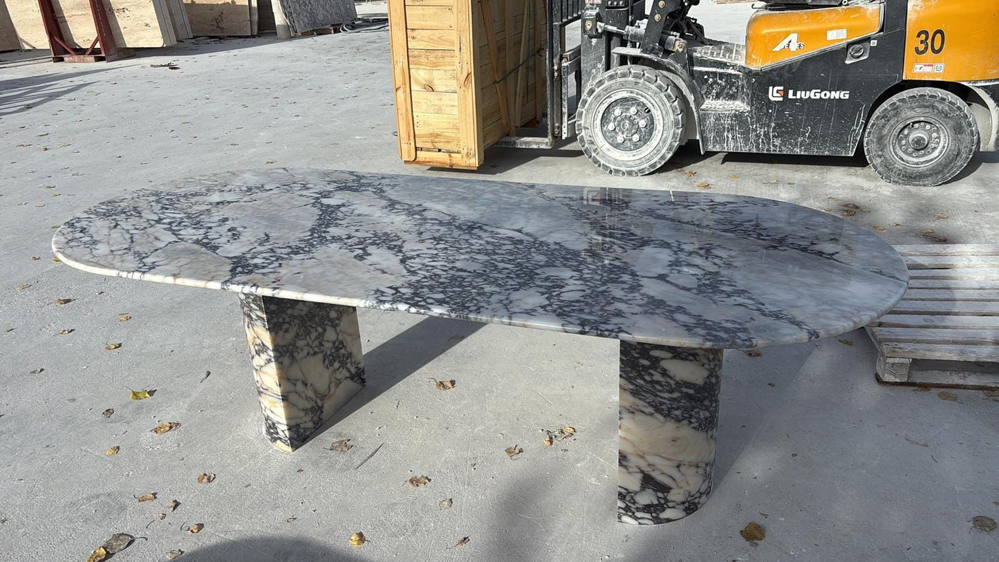 Huge Calacatta Viola Meeting Table - Marble Dining Table - Handmade Natural Veined Custom Design