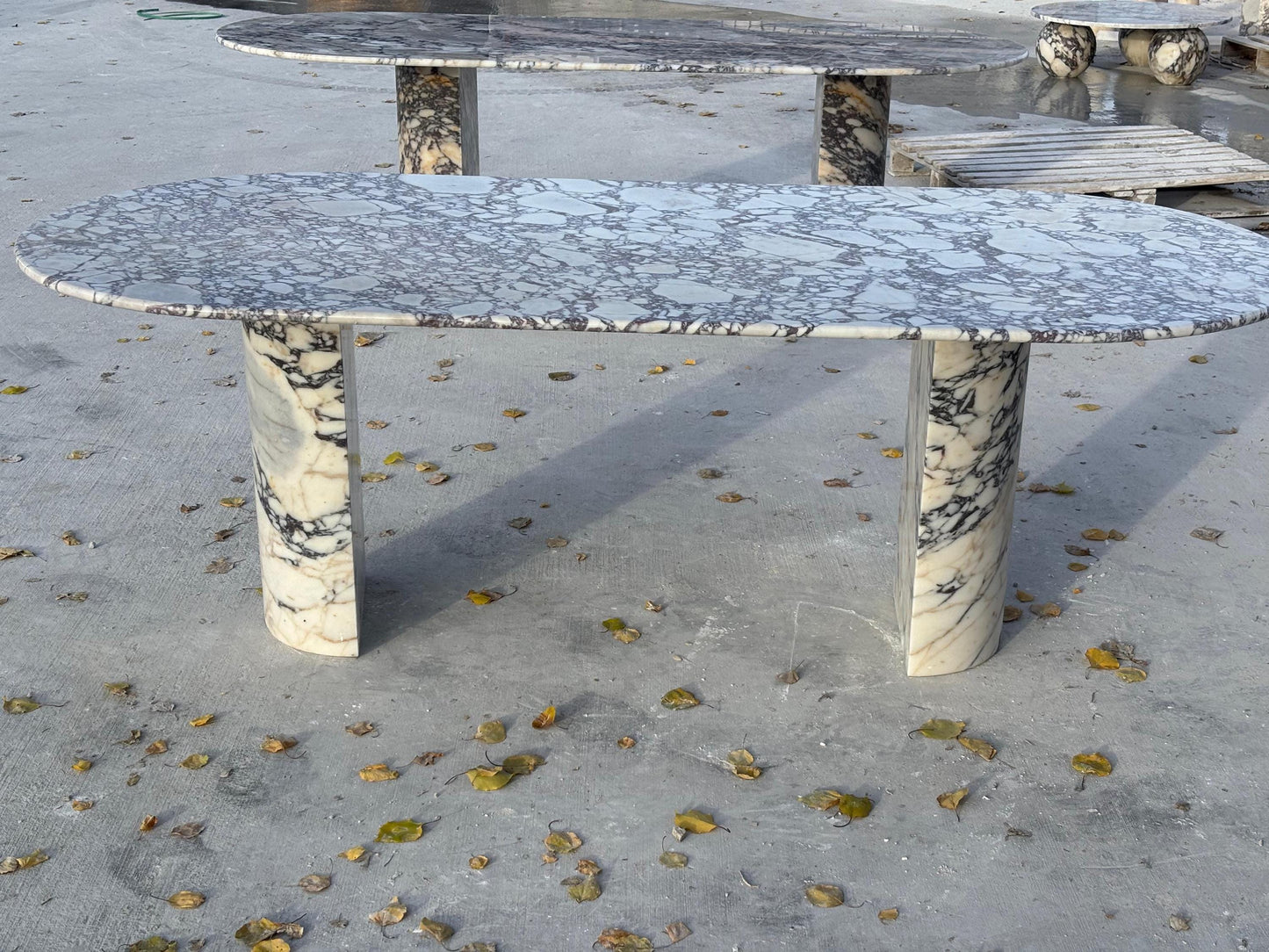 Oval Marble Dining Table - Calacatta Viola Office Meeting Desk - Handmade Luxury Furniture - Table Top