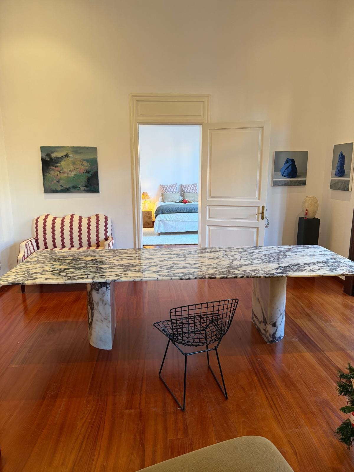 Rectangular Calacatta Viola Marble Dinner Table - Handmade Natural Dining Table